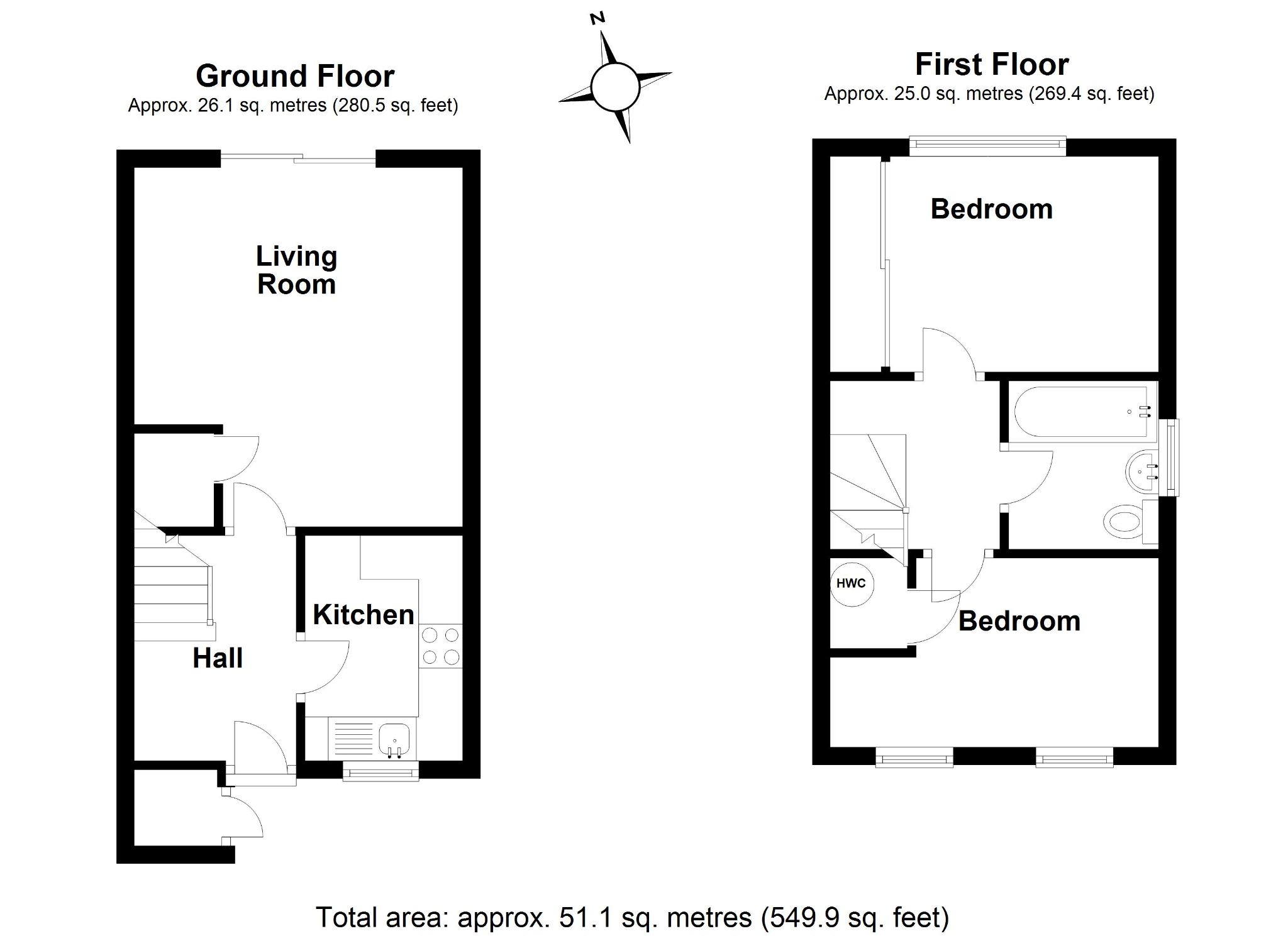 2 bedroom end terraced house SSTC in Potters Bar - Floorplan 1