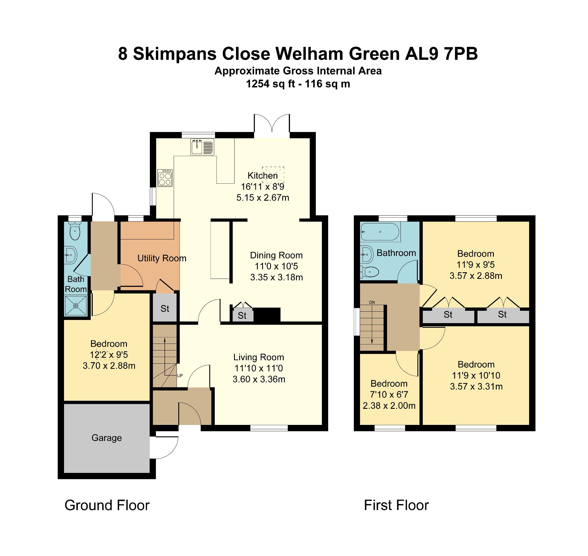 4 bedroom semi-detached house SSTC in Welham Green - Floorplan 1