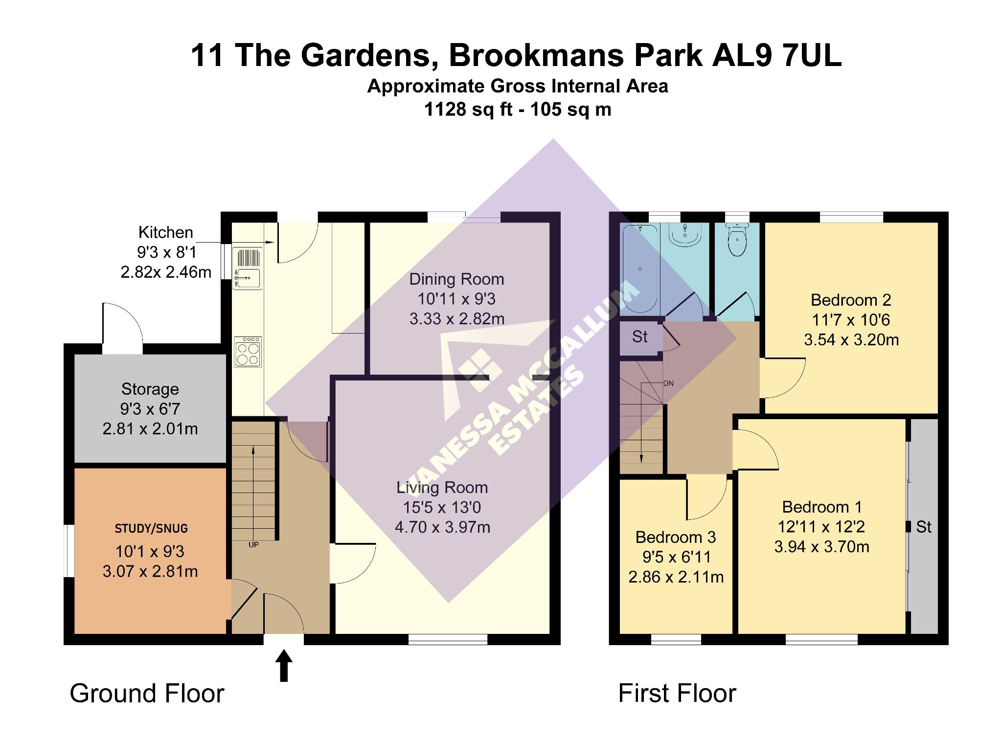 3 bedroom semi-detached house SSTC in Hatfield - Floorplan 1