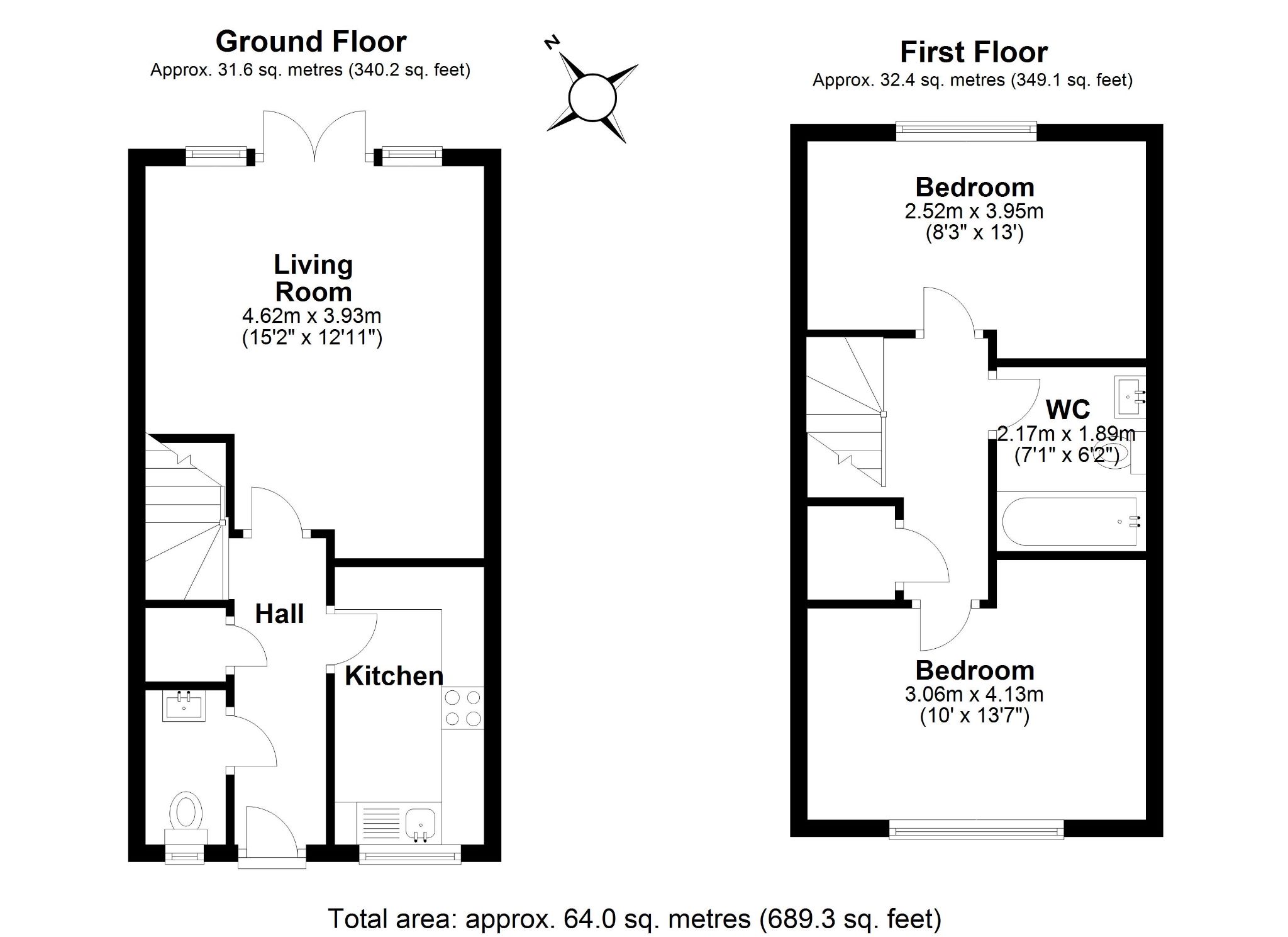 2 bedroom semi-detached house For Sale in Potters Bar - Floorplan 1