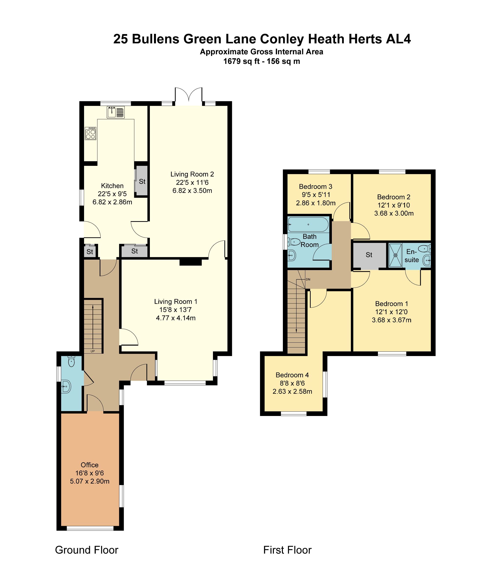 4 bedroom detached house To Let in St. Albans - Floorplan 1