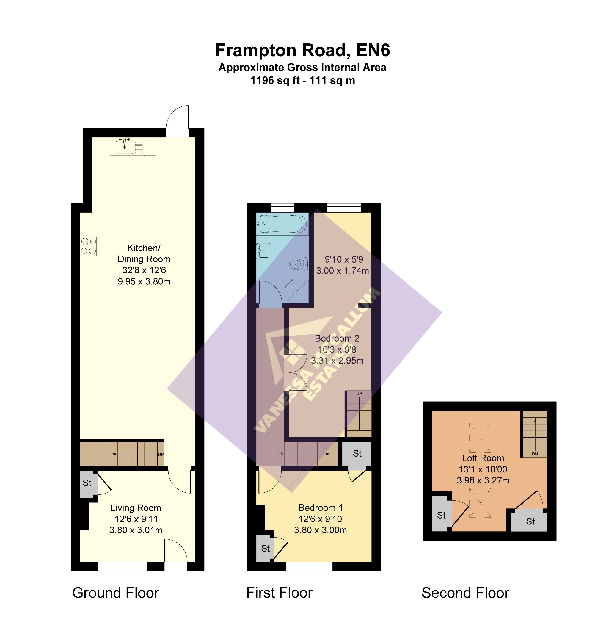 2 bedroom end terraced house SSTC in Potters Bar - Floorplan 1