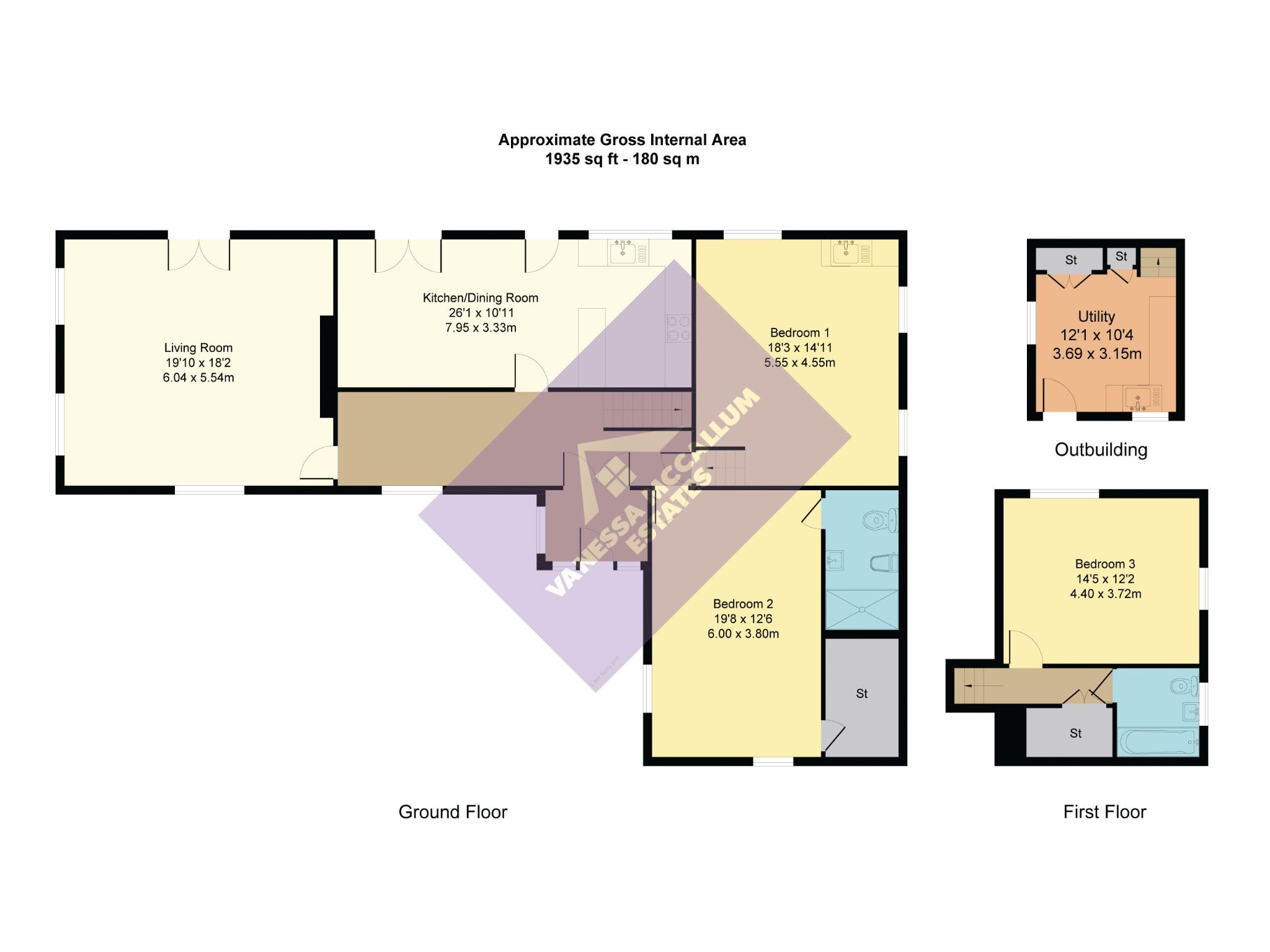 3 bedroom detached bungalow To Let in Nr. Shenley - Floorplan 1