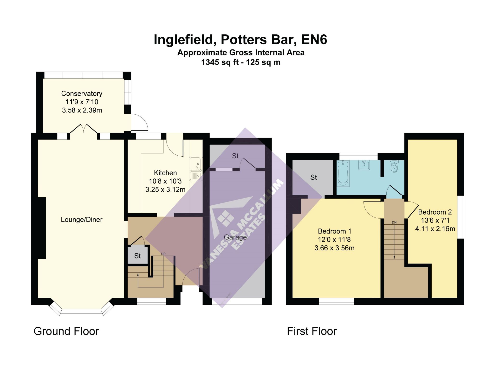 2 bedroom semi-detached bungalow SSTC in Potters Bar - Floorplan 1