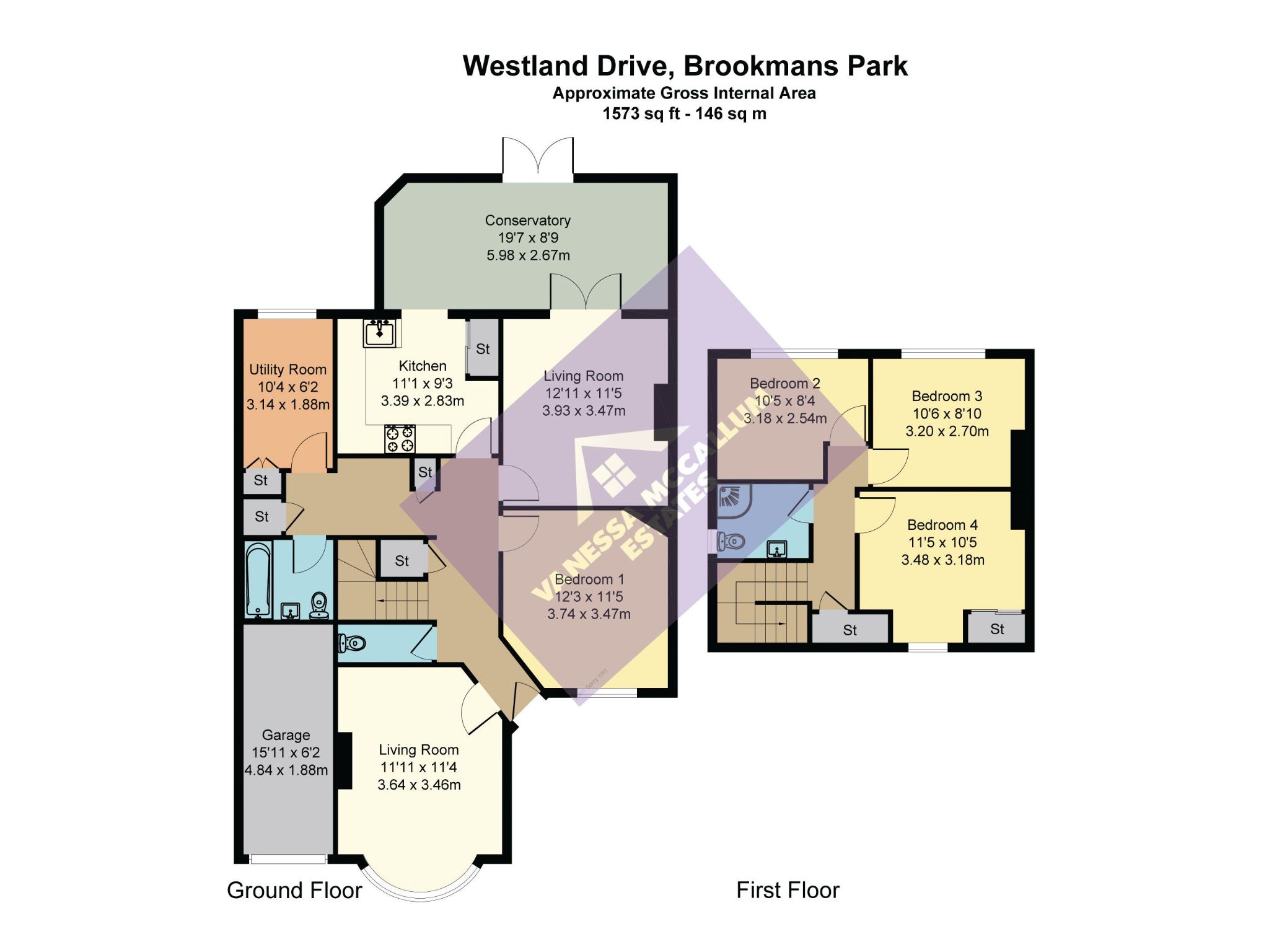 4 bedroom semi-detached bungalow Sale Agreed in Brookmans Park - Floorplan 1