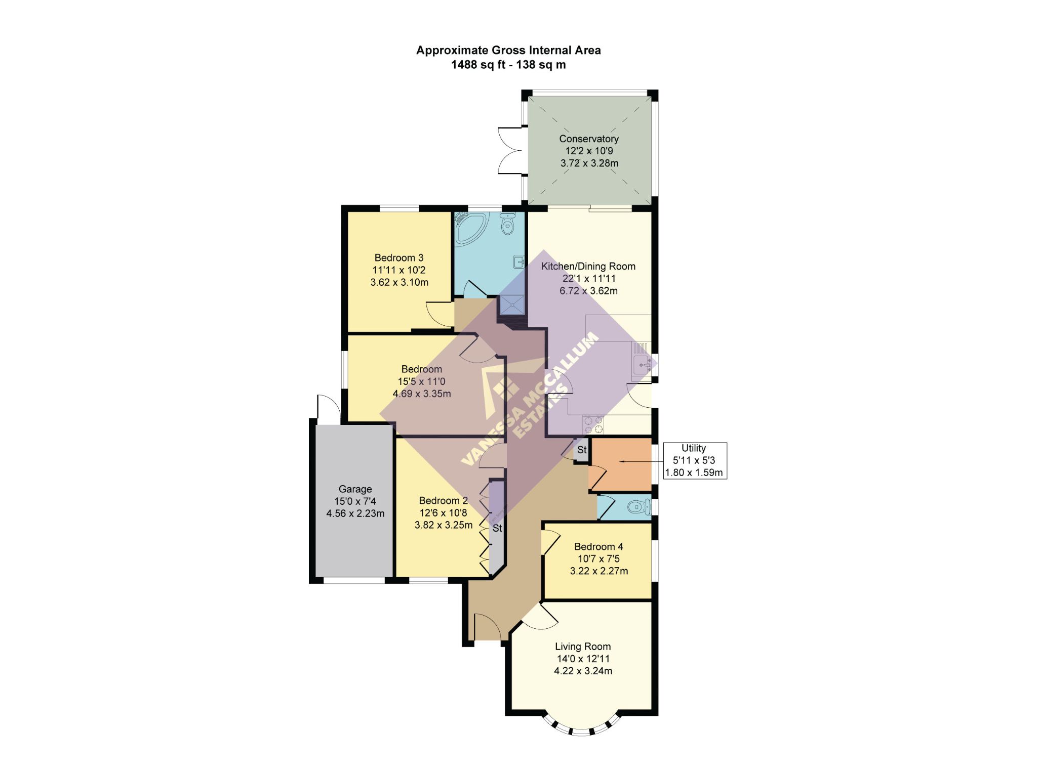 4 bedroom detached bungalow Sale Agreed in Potters Bar - Floorplan 1