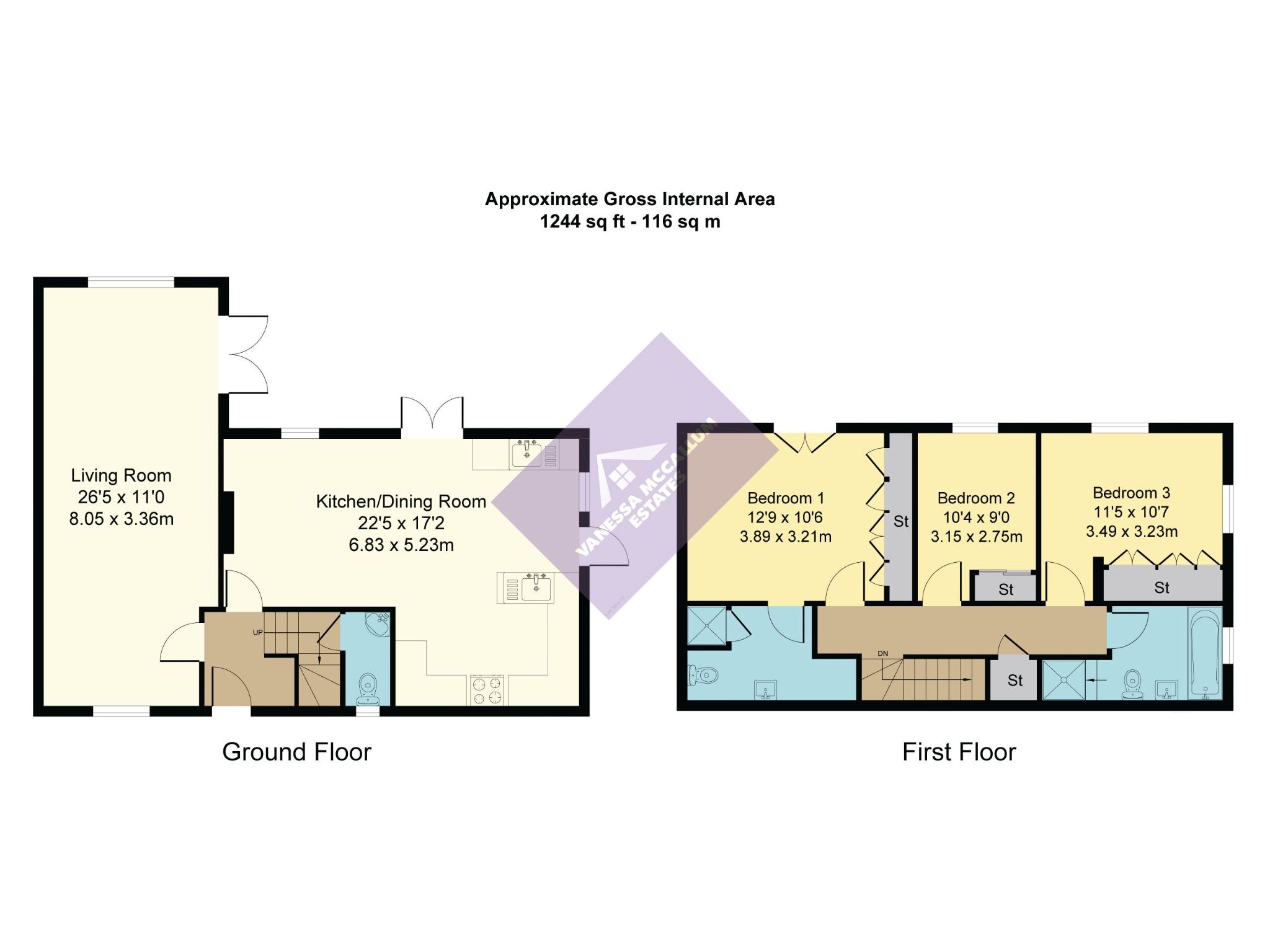 3 bedroom cottage house Sale Agreed in Potters Bar - Floorplan 1