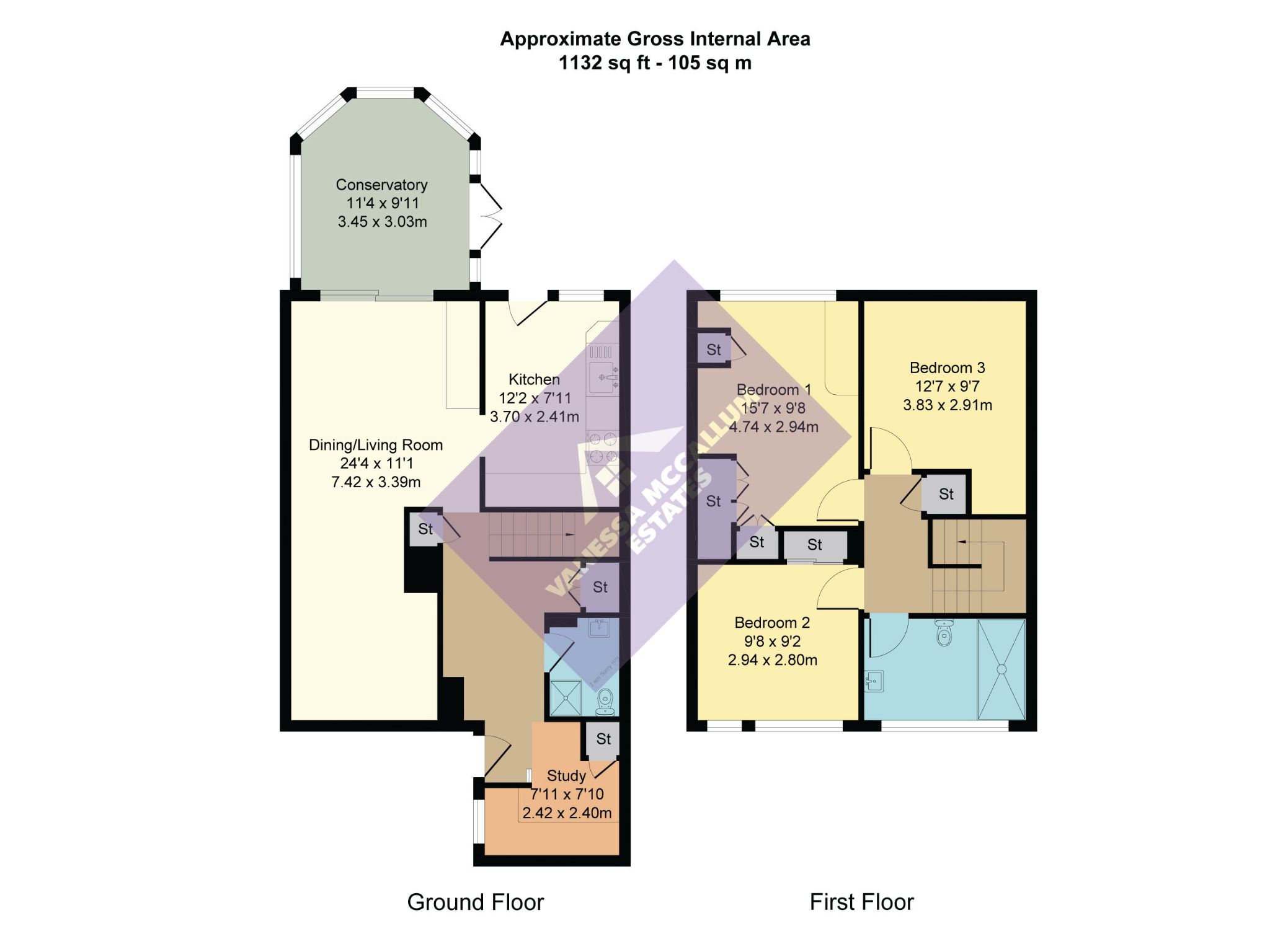 3 bedroom mid terraced house SSTC in Welwyn Garden City - Floorplan 1