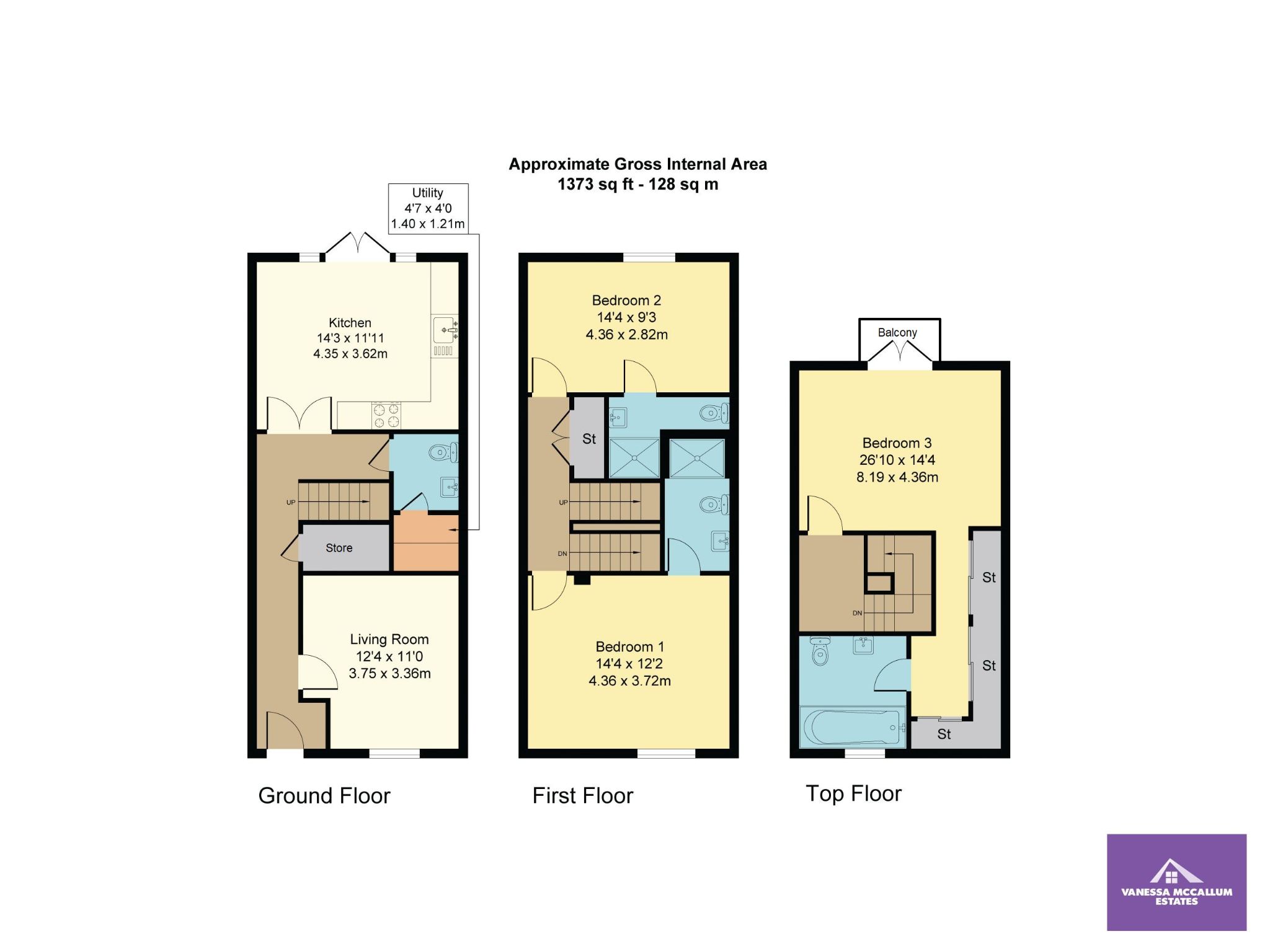 3 bedroom mid terraced house For Sale in Brookmans Park - Floorplan 1