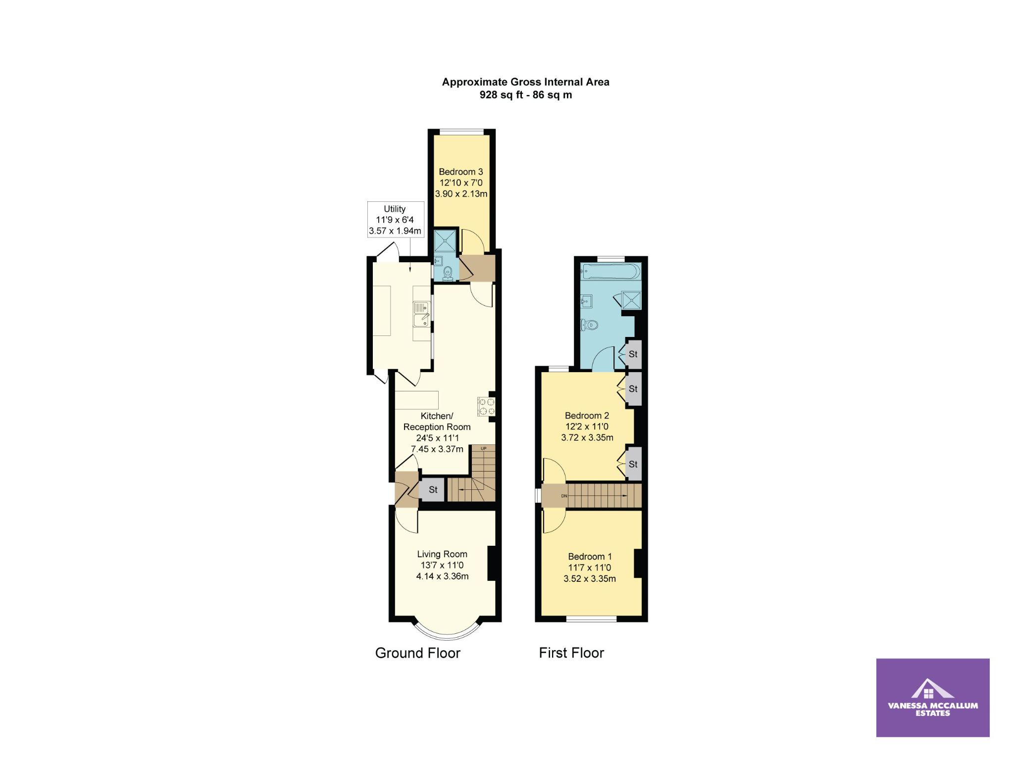 3 bedroom cottage house SSTC in Little Heath Potters Bar - Floorplan 1