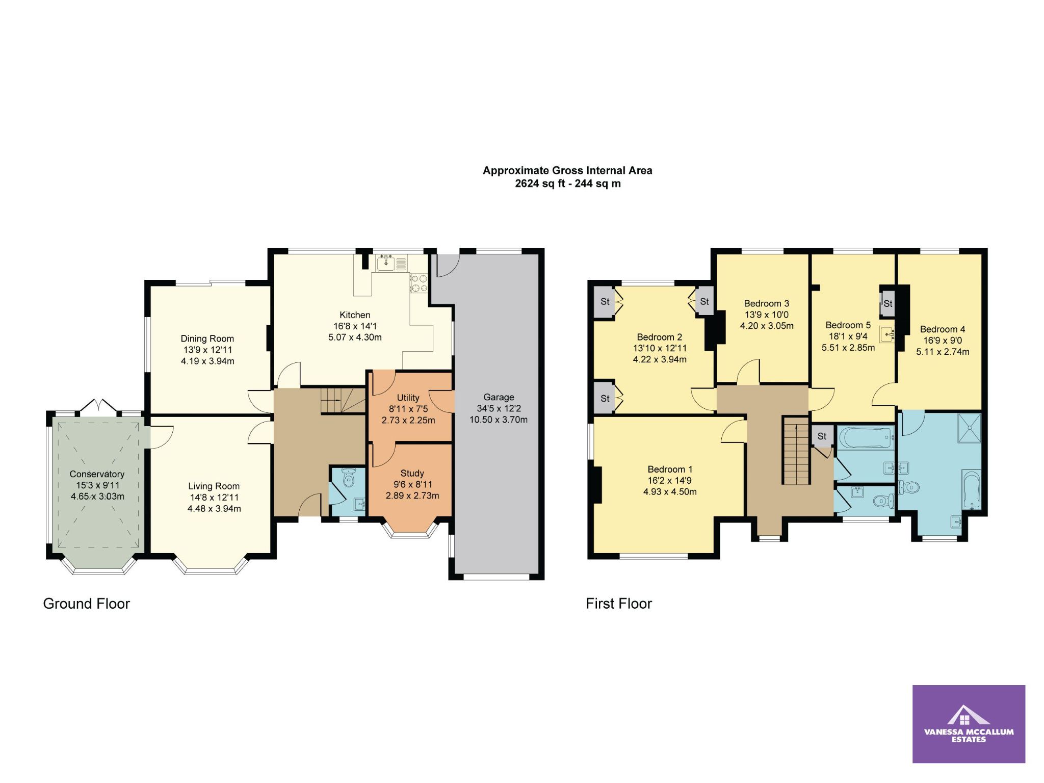 5 bedroom detached house Sale Agreed in Brookmans Park - Floorplan 1