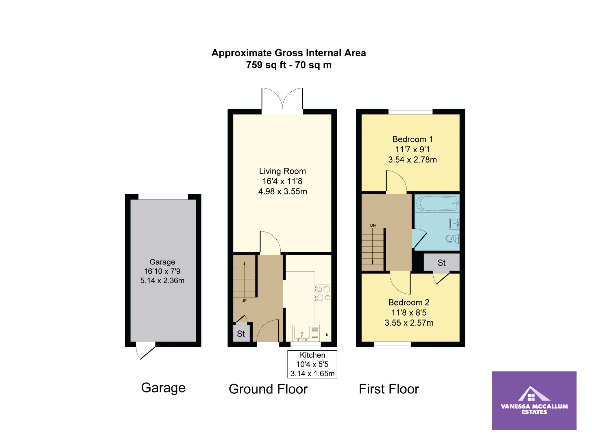 2 bedroom mid terraced house SSTC in Welwyn Garden City - Floorplan 1