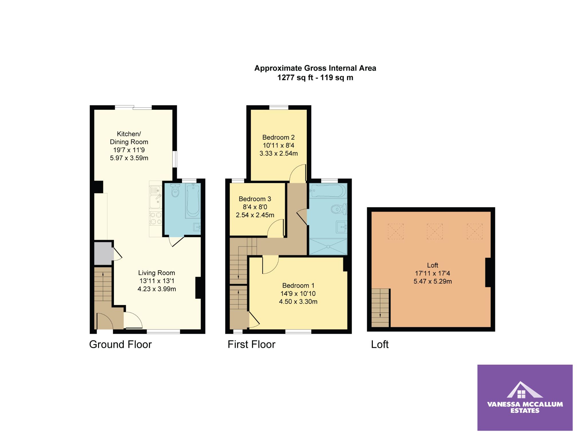 3 bedroom mid terraced house For Sale in Essendon - Floorplan 1
