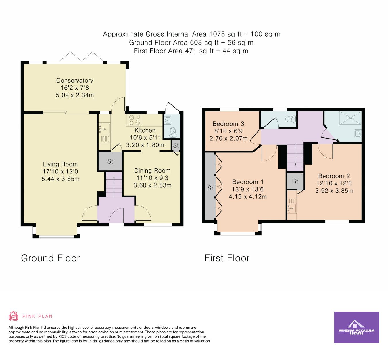 3 bedroom semi-detached house Sale Agreed in North Mymms - Floorplan 1
