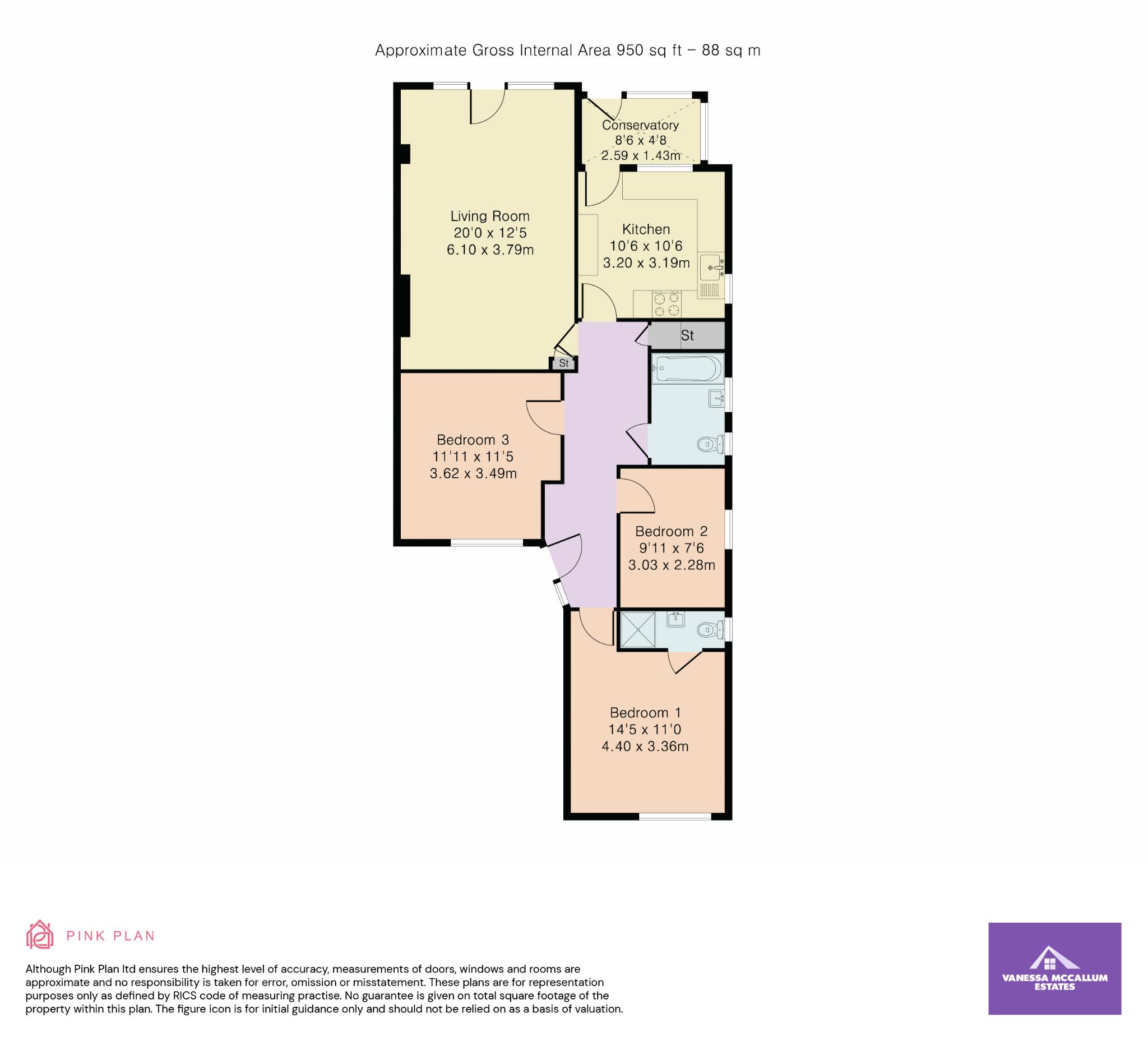 3 bedroom semi-detached bungalow For Sale in Brookmans Park - Floorplan 1