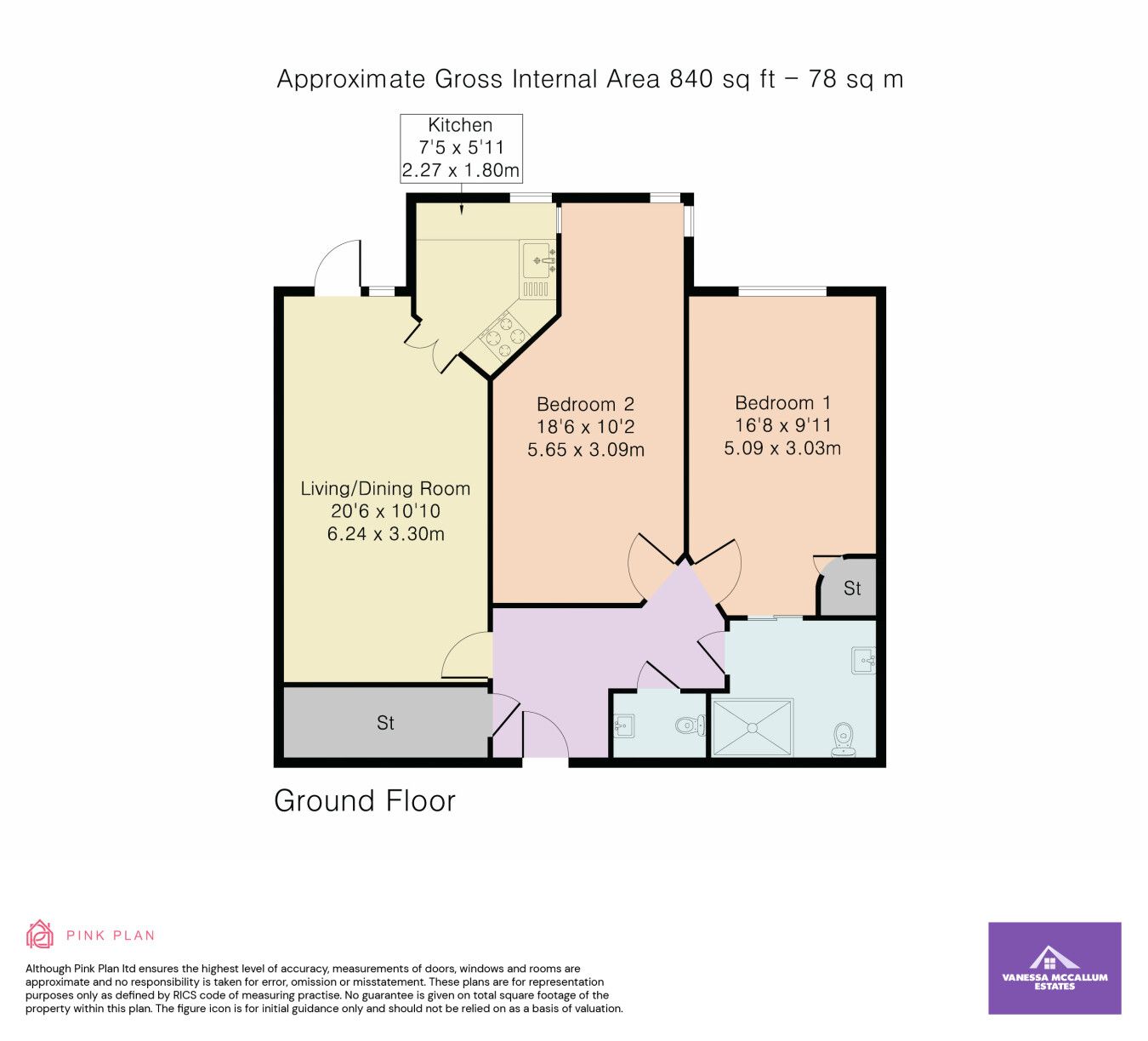 2 bedroom ground floor flat/apartment For Sale in Potters Bar - Floorplan 1