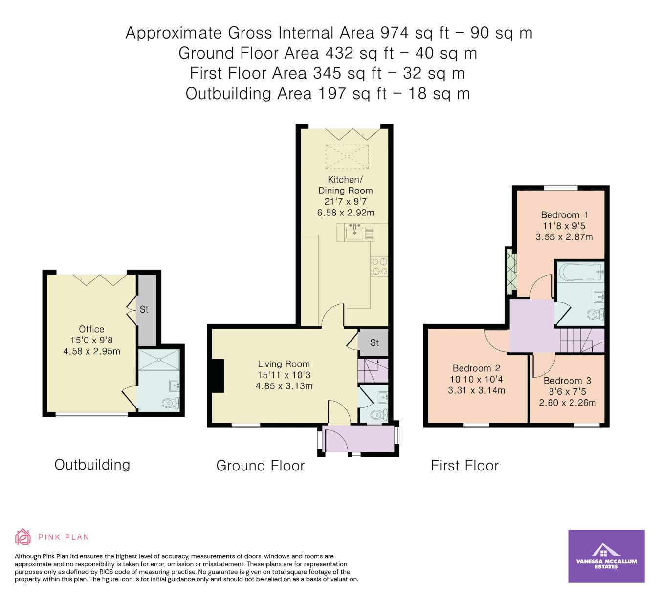 3 bedroom mid terraced house Sale Agreed in Potters Bar - Floorplan 1