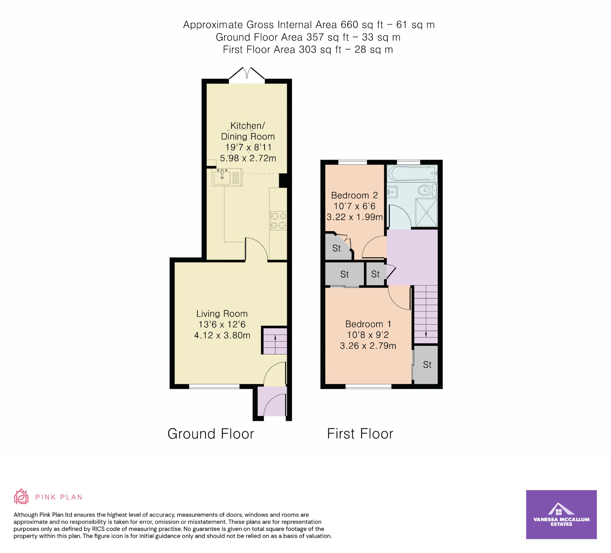2 bedroom mid terraced house For Sale in Welwyn Hatfield - Floorplan 1
