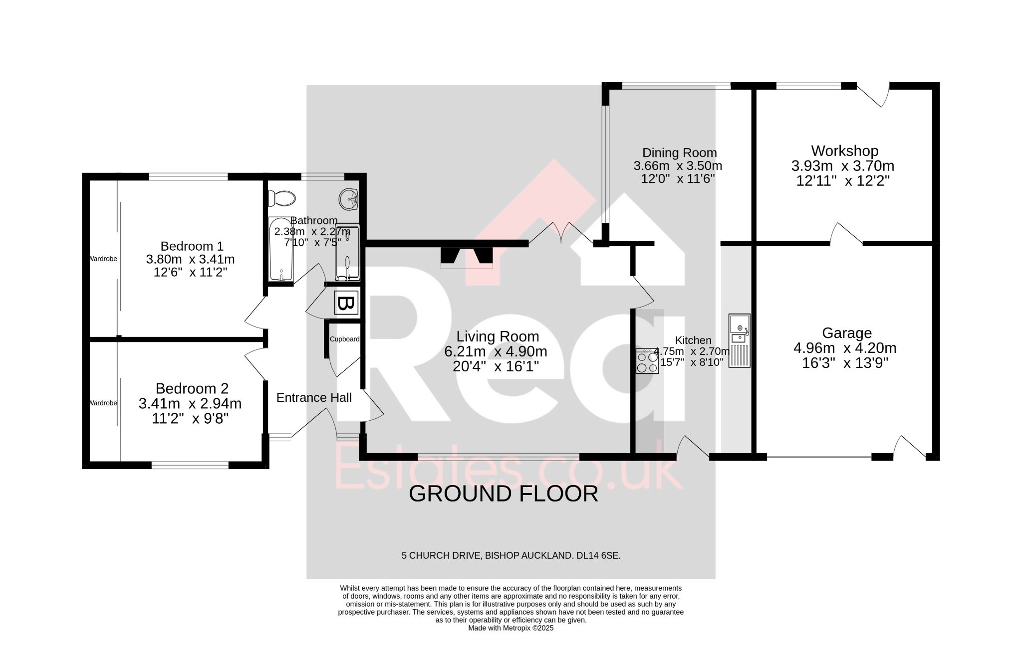 2 bedroom detached bungalow For Sale in Bishop Auckland - Floorplan 1.