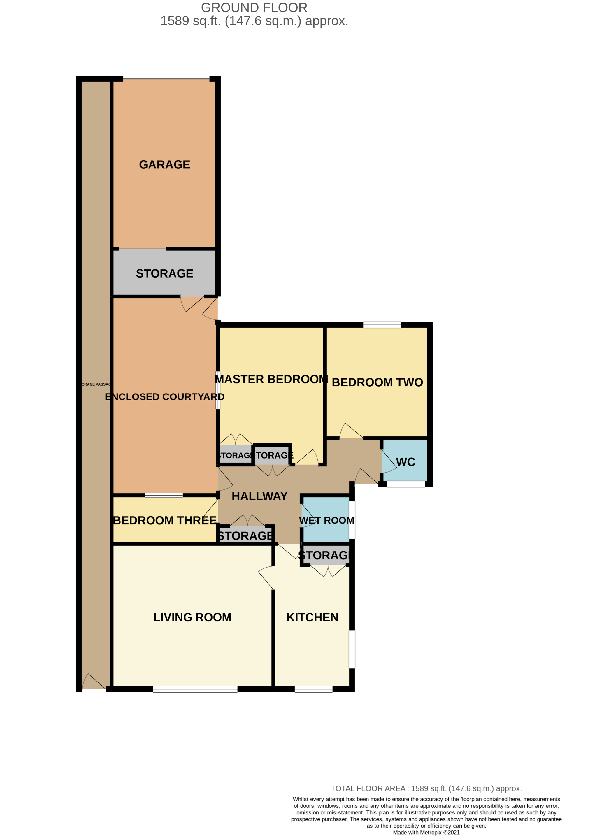 3 bedroom detached bungalow For Sale in Shildon - Floorplan 1.