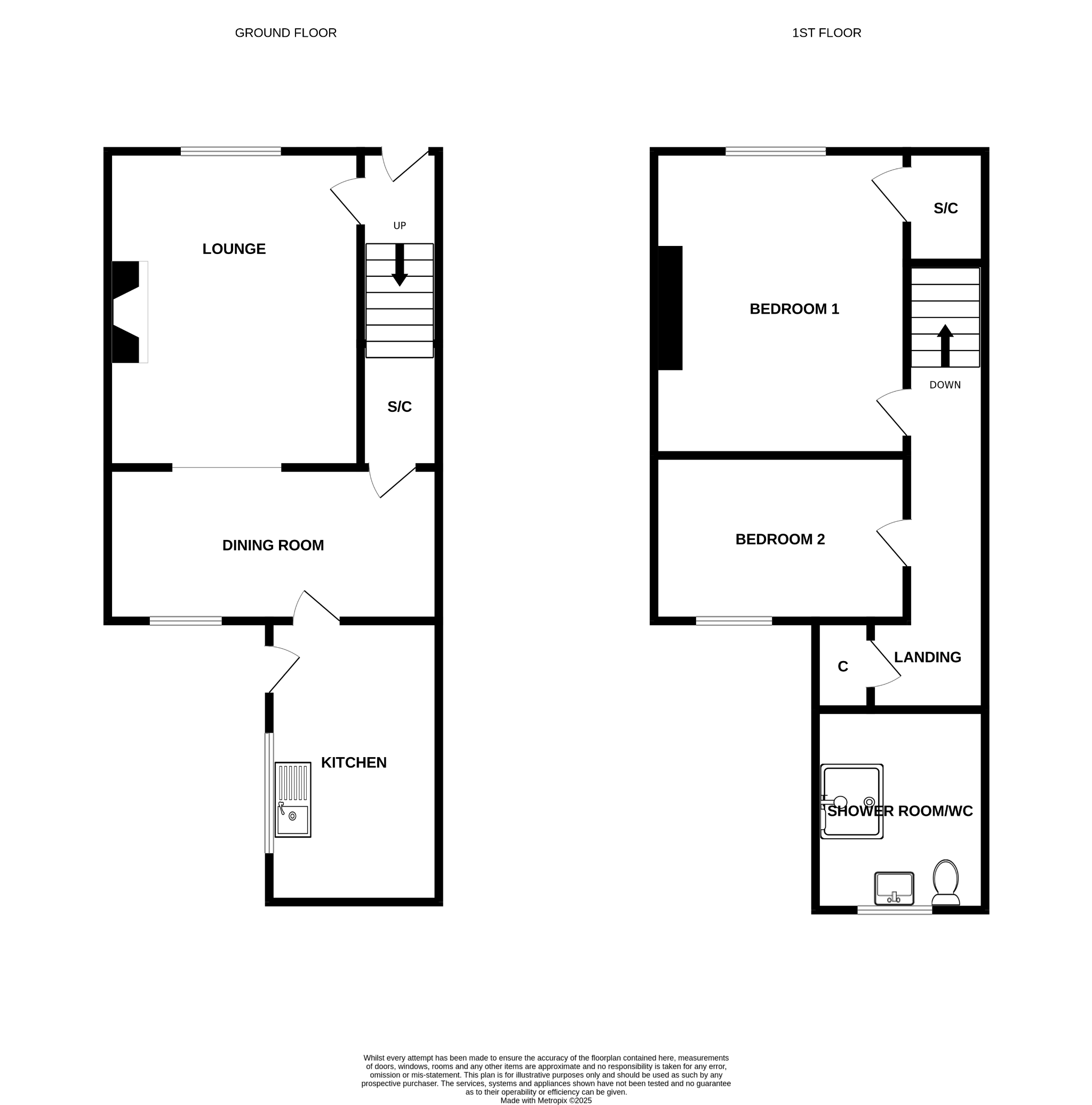2 bedroom mid terraced house For Sale in Cockfield, Bishop Auckland - Floorplan 1.