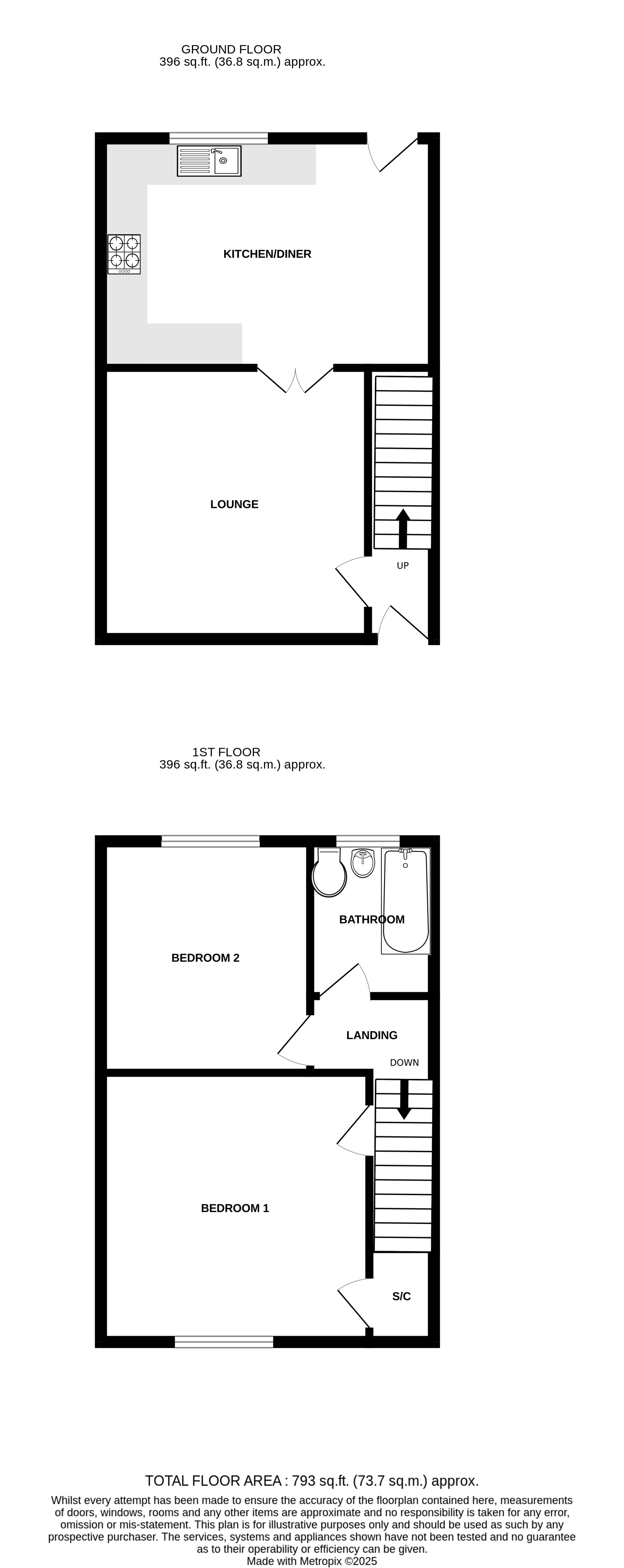 2 bedroom mid terraced house For Sale in Butterknowle, Bishop Auckland - Floorplan 1.
