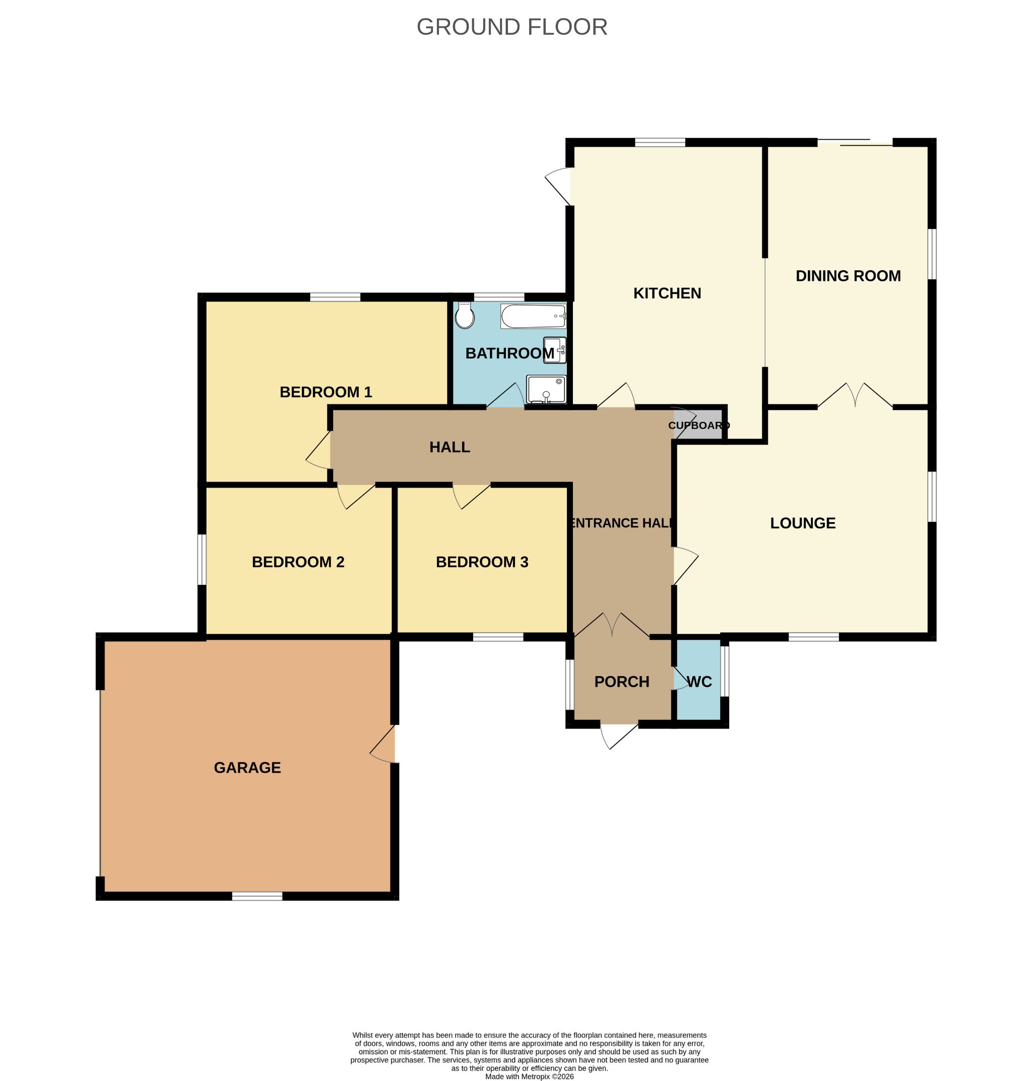3 bedroom detached bungalow For Sale in Bishop Auckland - Floorplan 1.