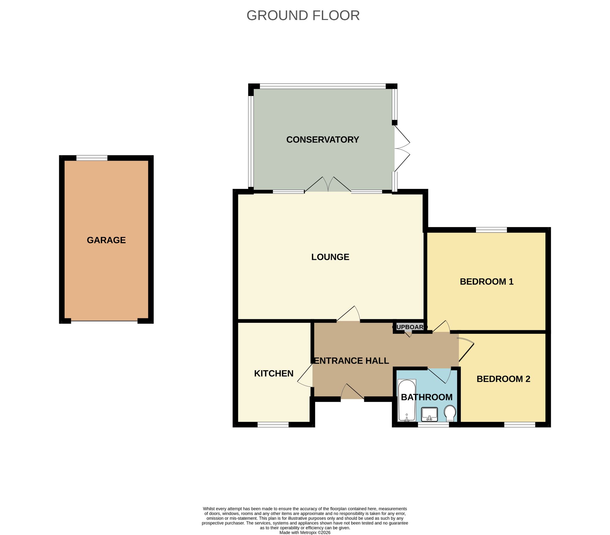 2 bedroom detached bungalow For Sale in Bishop Auckland - Floorplan 1.