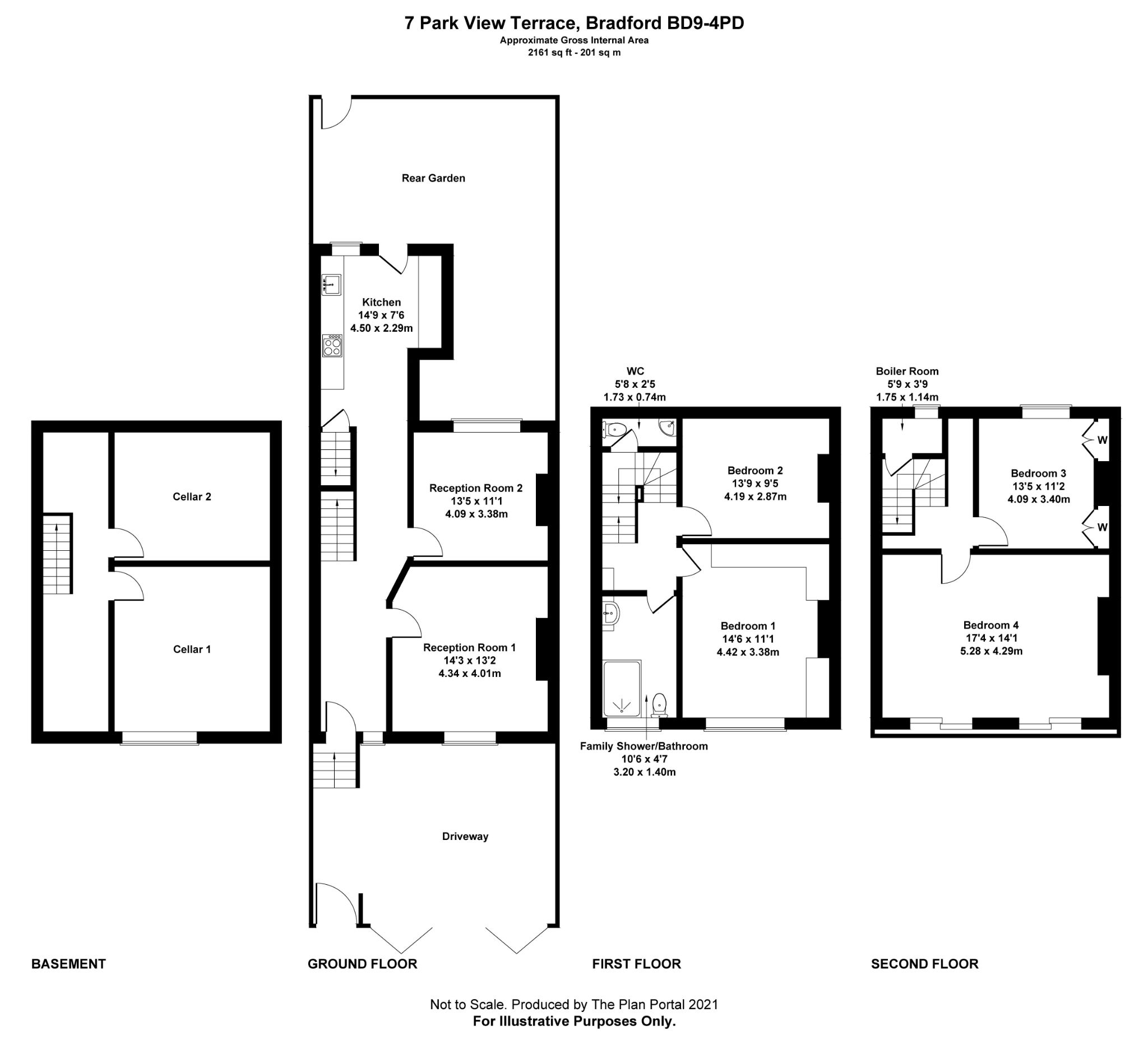 4 bedroom mid terraced house For Sale in Bradford - Floorplan 1.