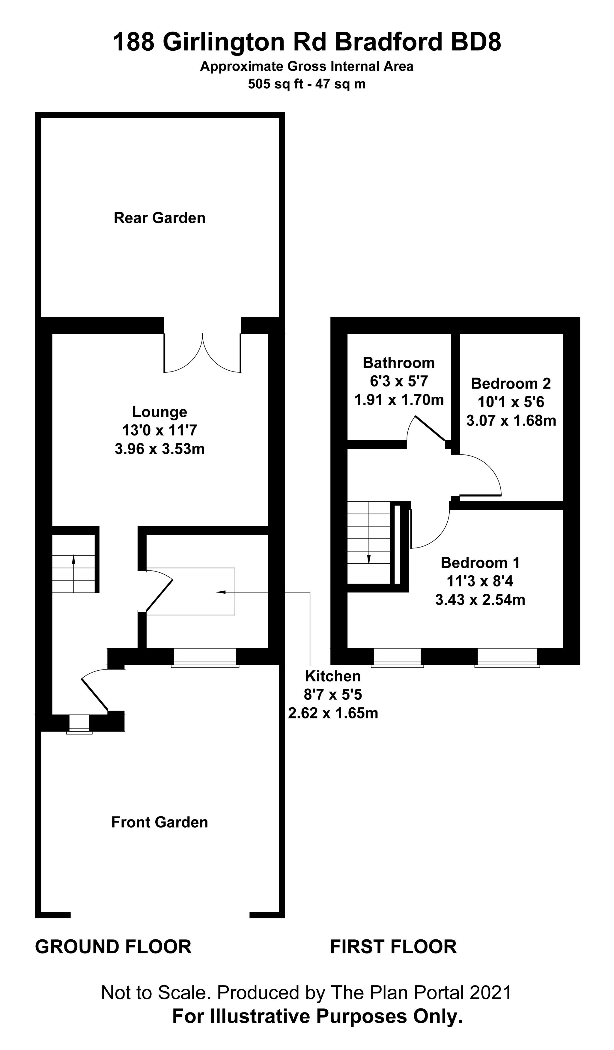2 bedroom mid terraced house SSTC in Bradford - Floorplan 1.