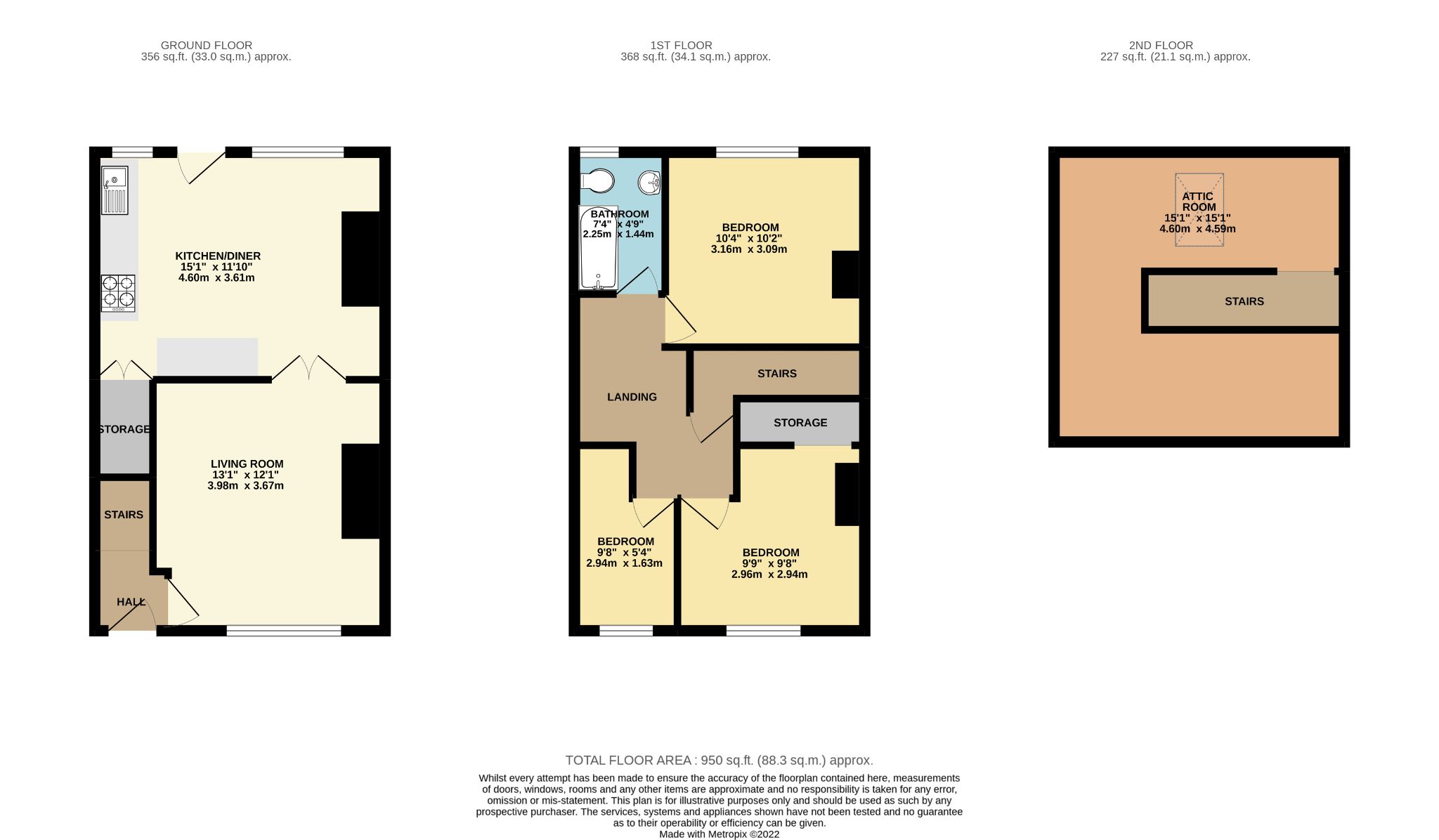 3 bedroom mid terraced house For Sale in Bradford - Floor Plan.
