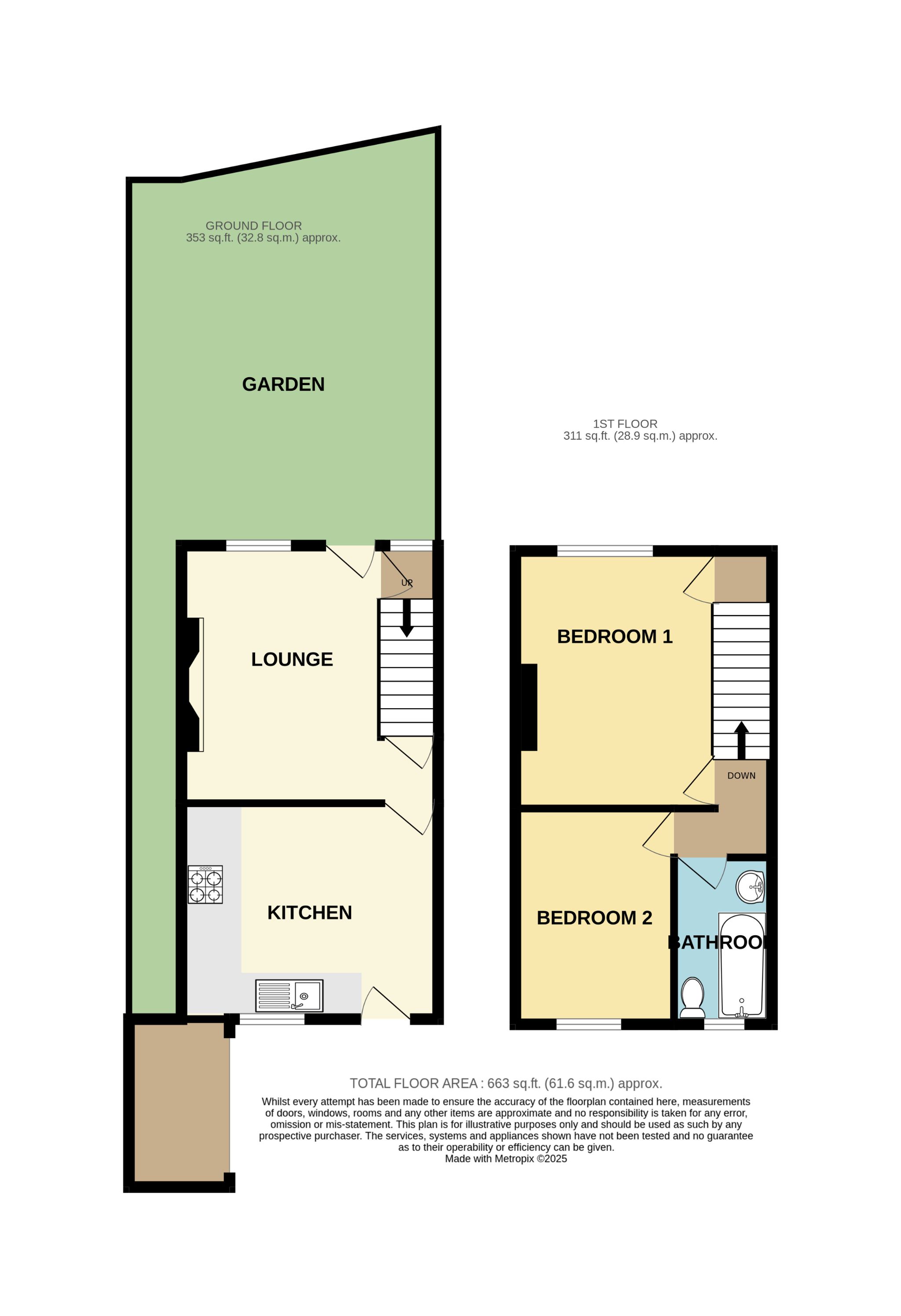 2 bedroom semi-detached house For Sale in Bradford - Floorplan 1.