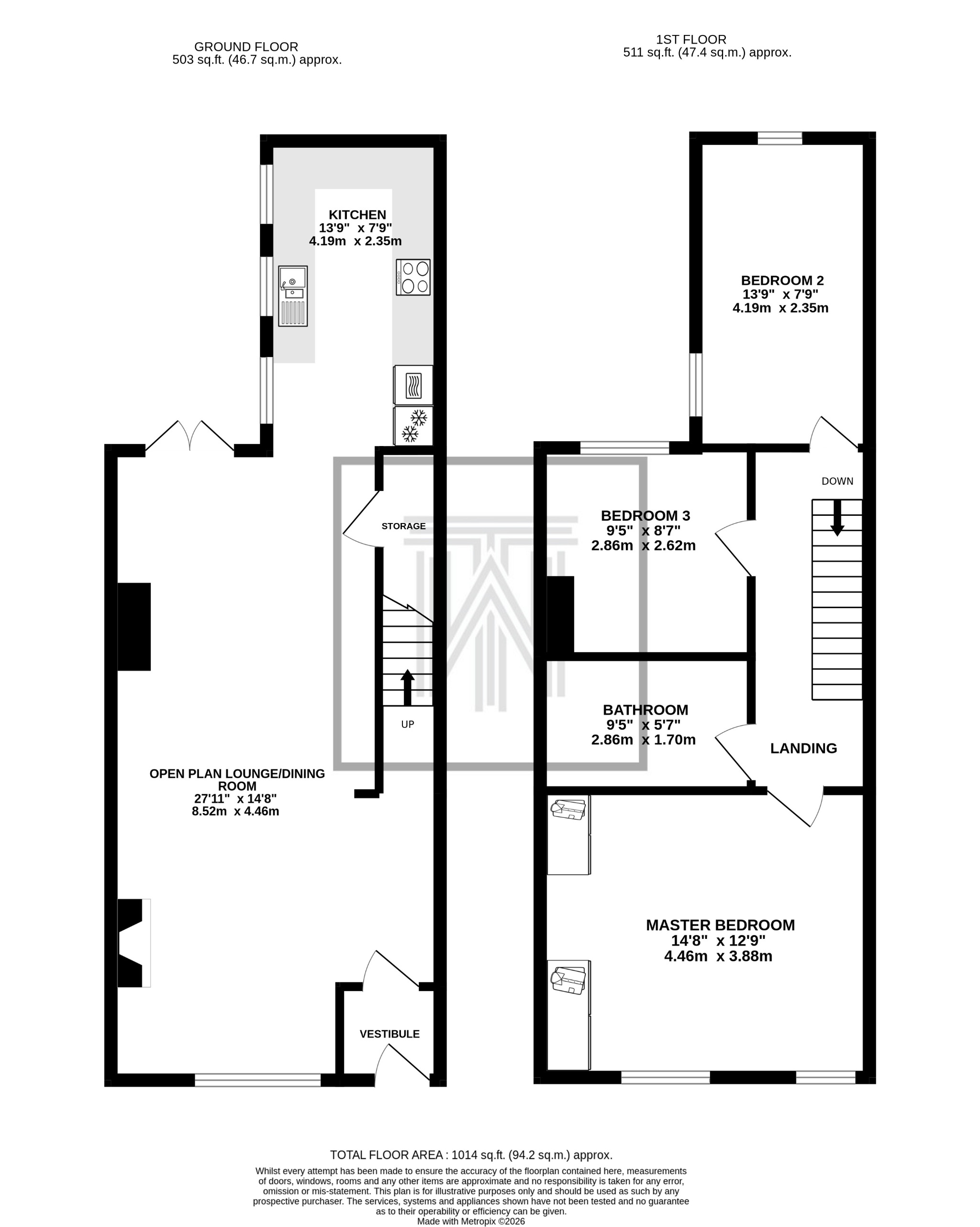 3 bedroom mid terraced house Sale Agreed in Darwen - Floorplan 1.