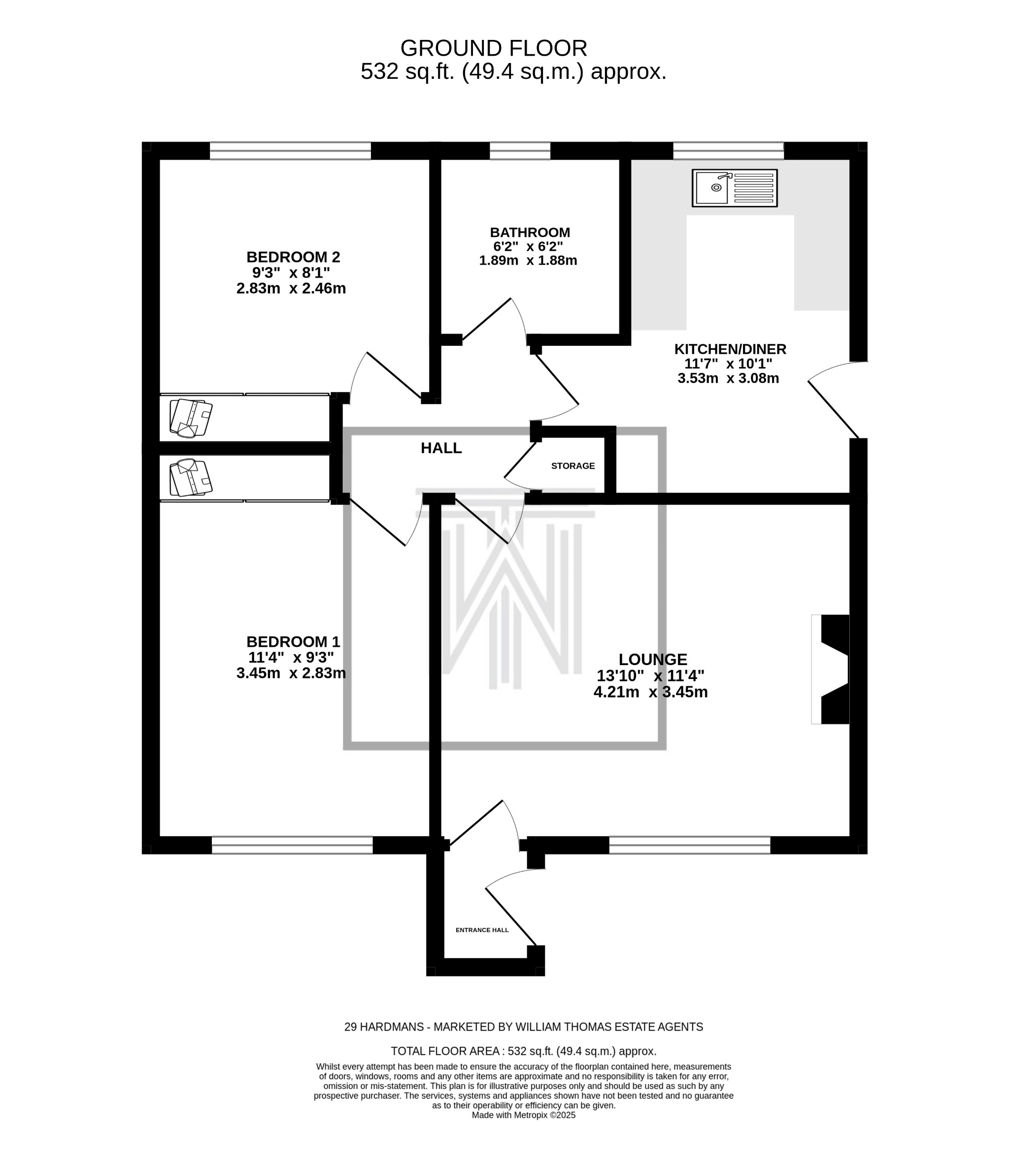 2 bedroom semi-detached bungalow For Sale in Bolton - Floorplan 1.