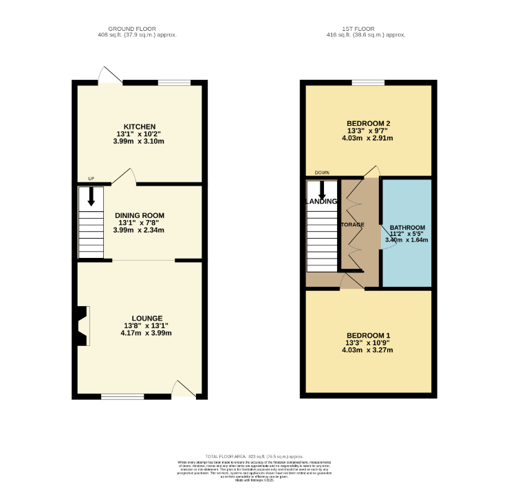 2 bedroom cottage house For Sale in Bolton - Floorplan 1.