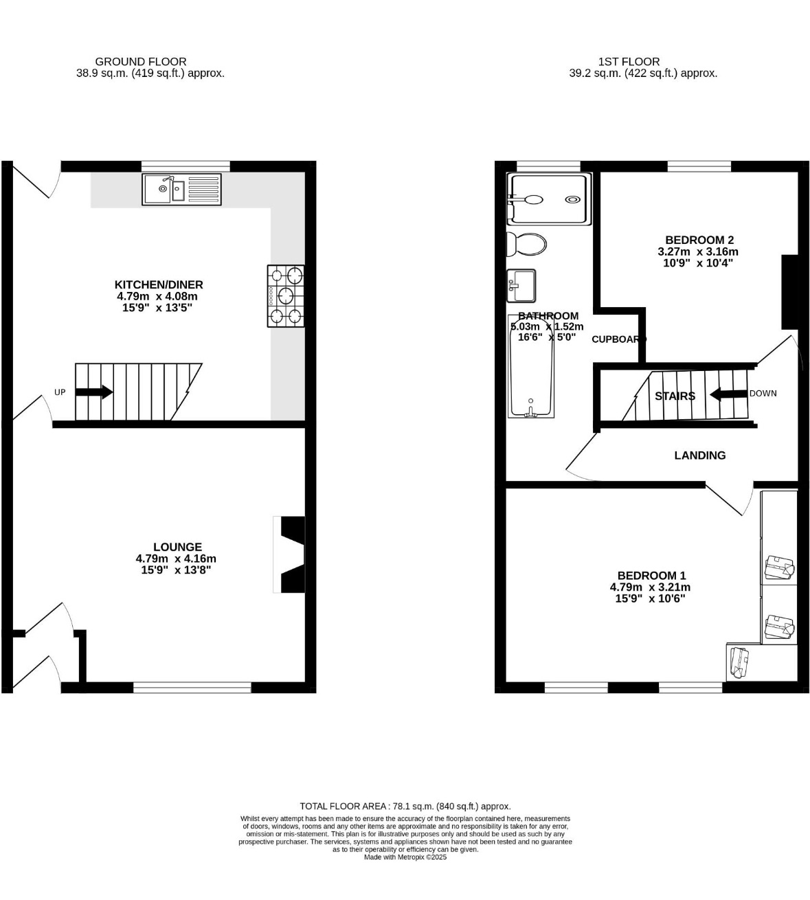 2 bedroom mid terraced house For Sale in Bolton - Floorplan 1.