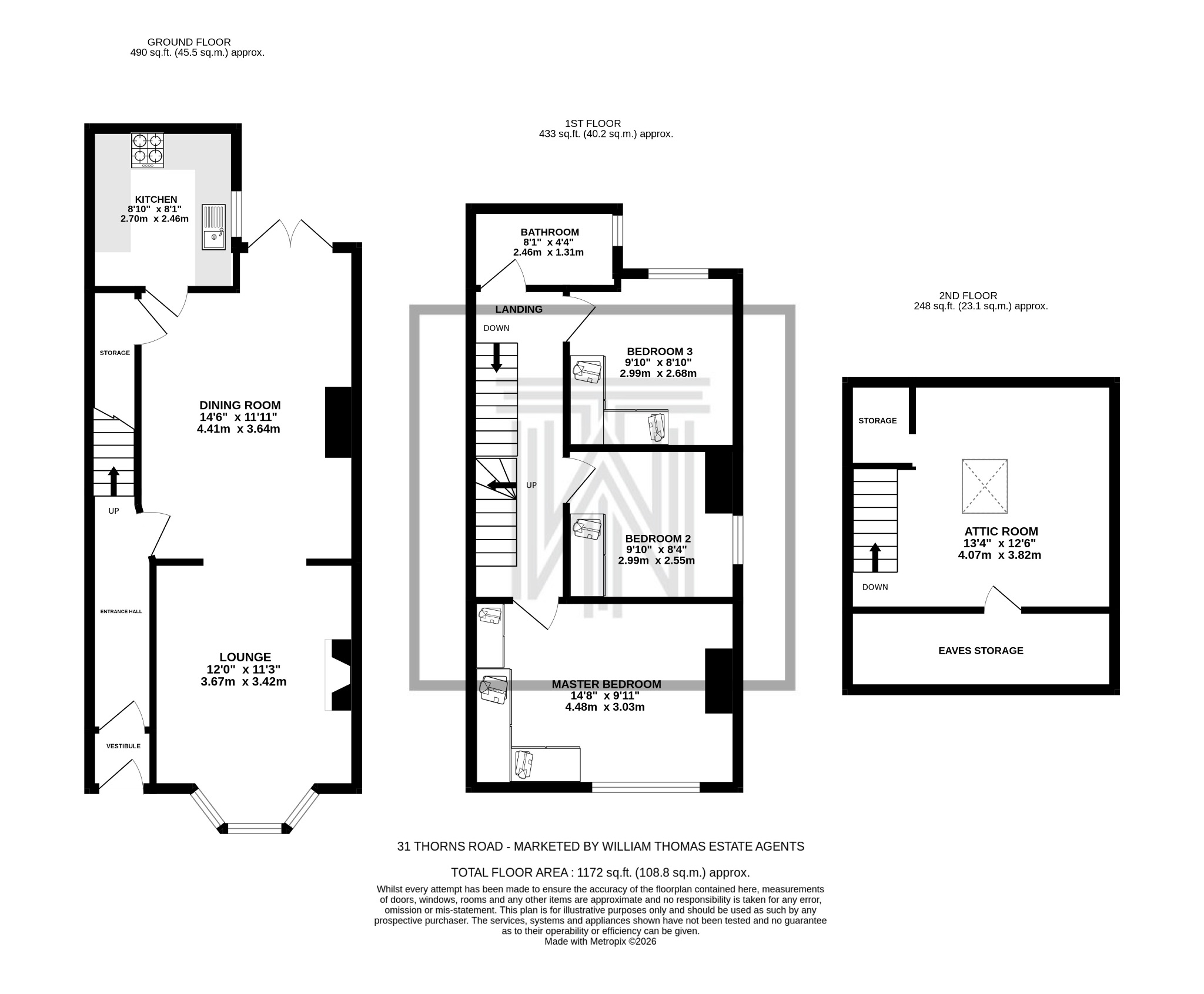 3 bedroom end terraced house Sale Agreed in Bolton - Floorplan 1.