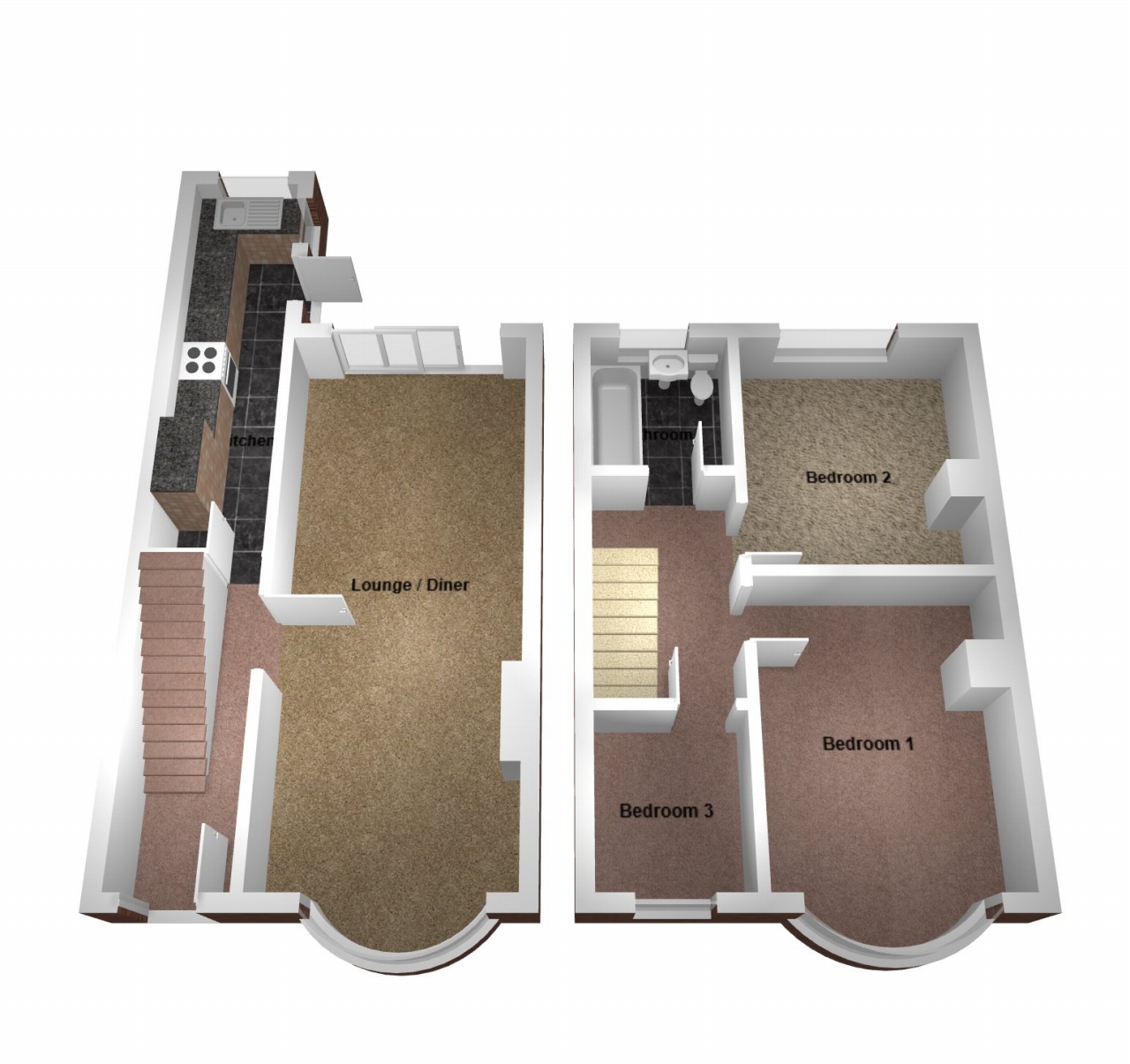 3 bedroom mid terraced house Let in Coventry - Floorplan 1.