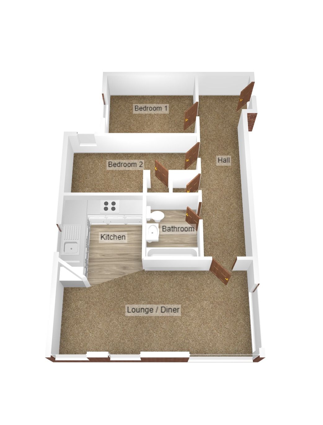 2 bedroom apartment flat/apartment To Let in Coventry - Floorplan 1.