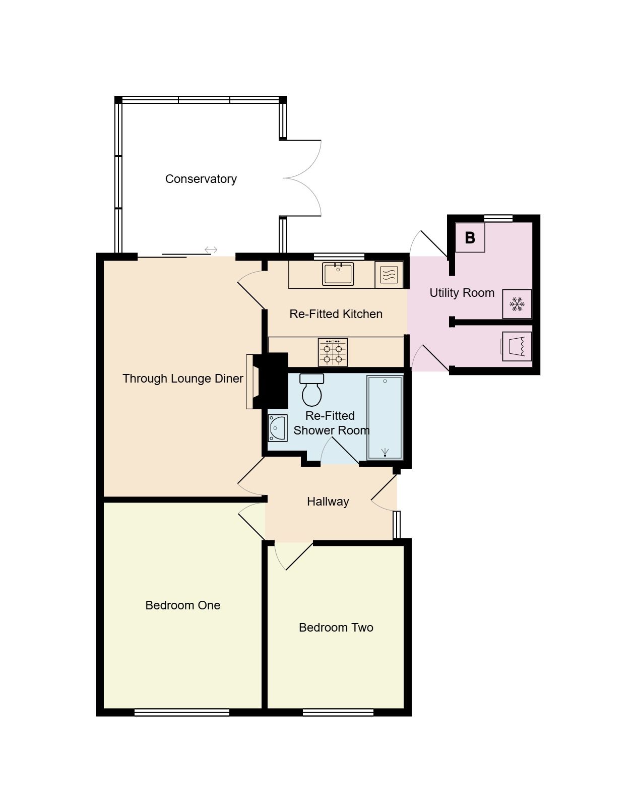2 bedroom semi-detached bungalow For Sale in Coventry - Floorplan 1.