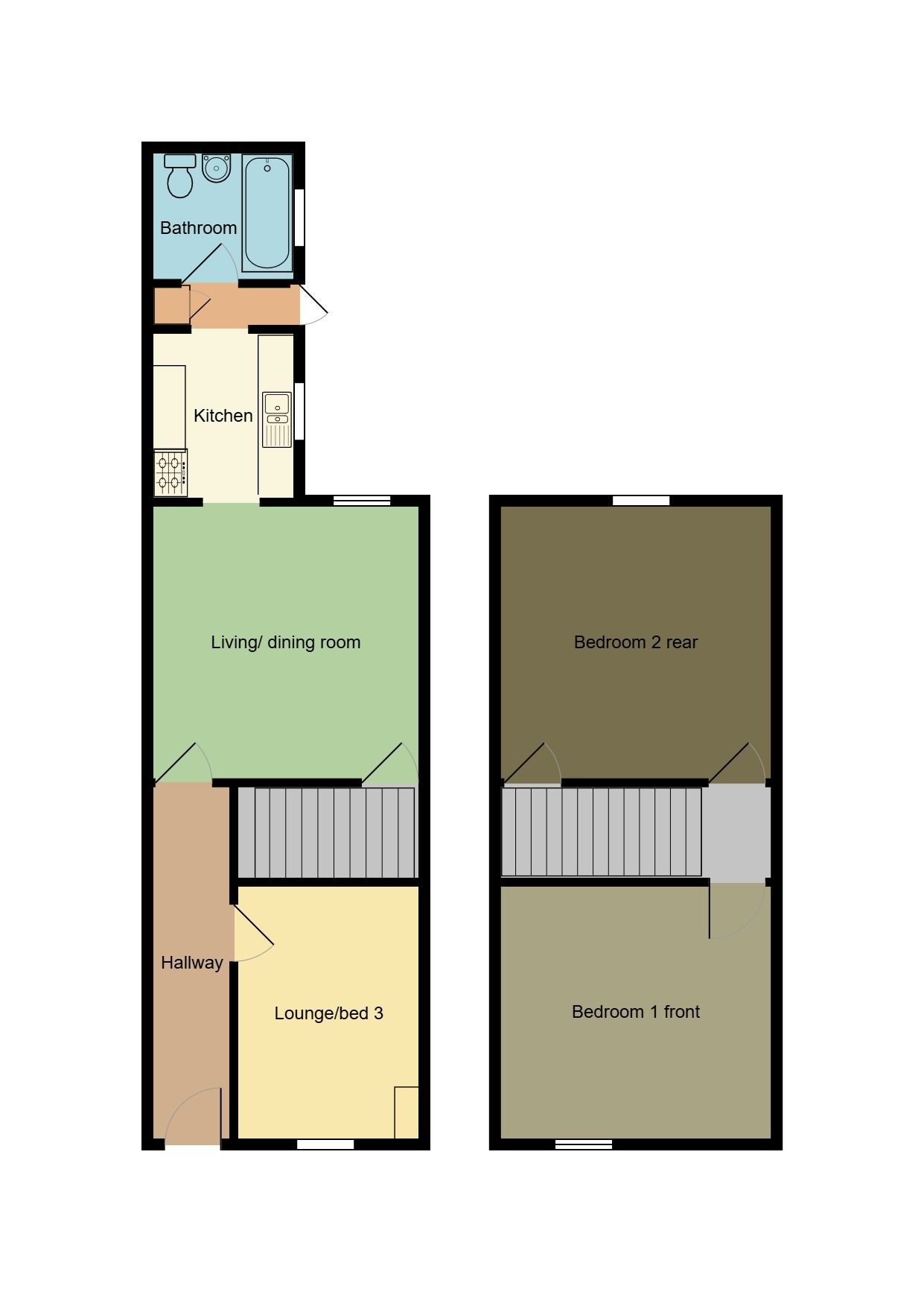2 bedroom mid terraced house To Let in Coventry - Floorplan 1.