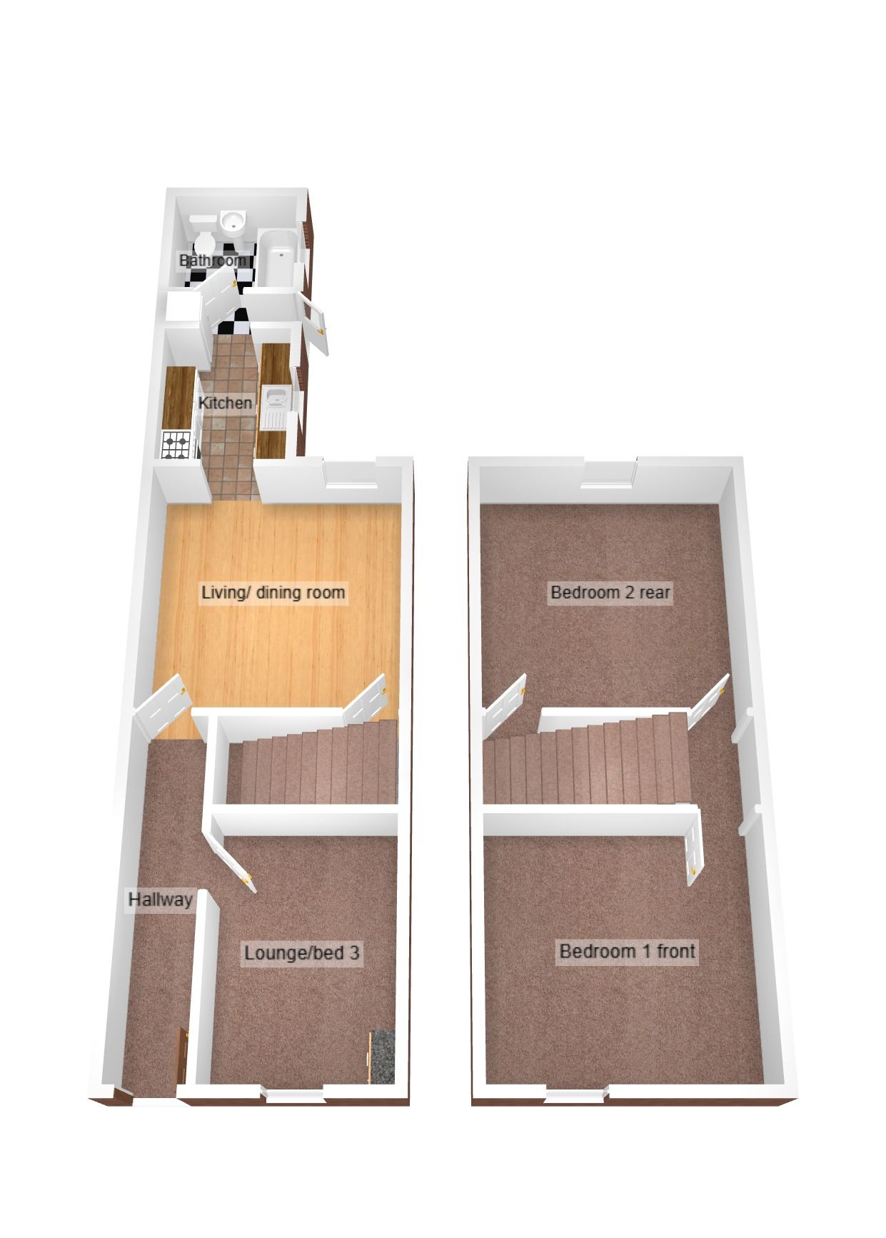 2 bedroom mid terraced house To Let in Coventry - Floorplan 2.