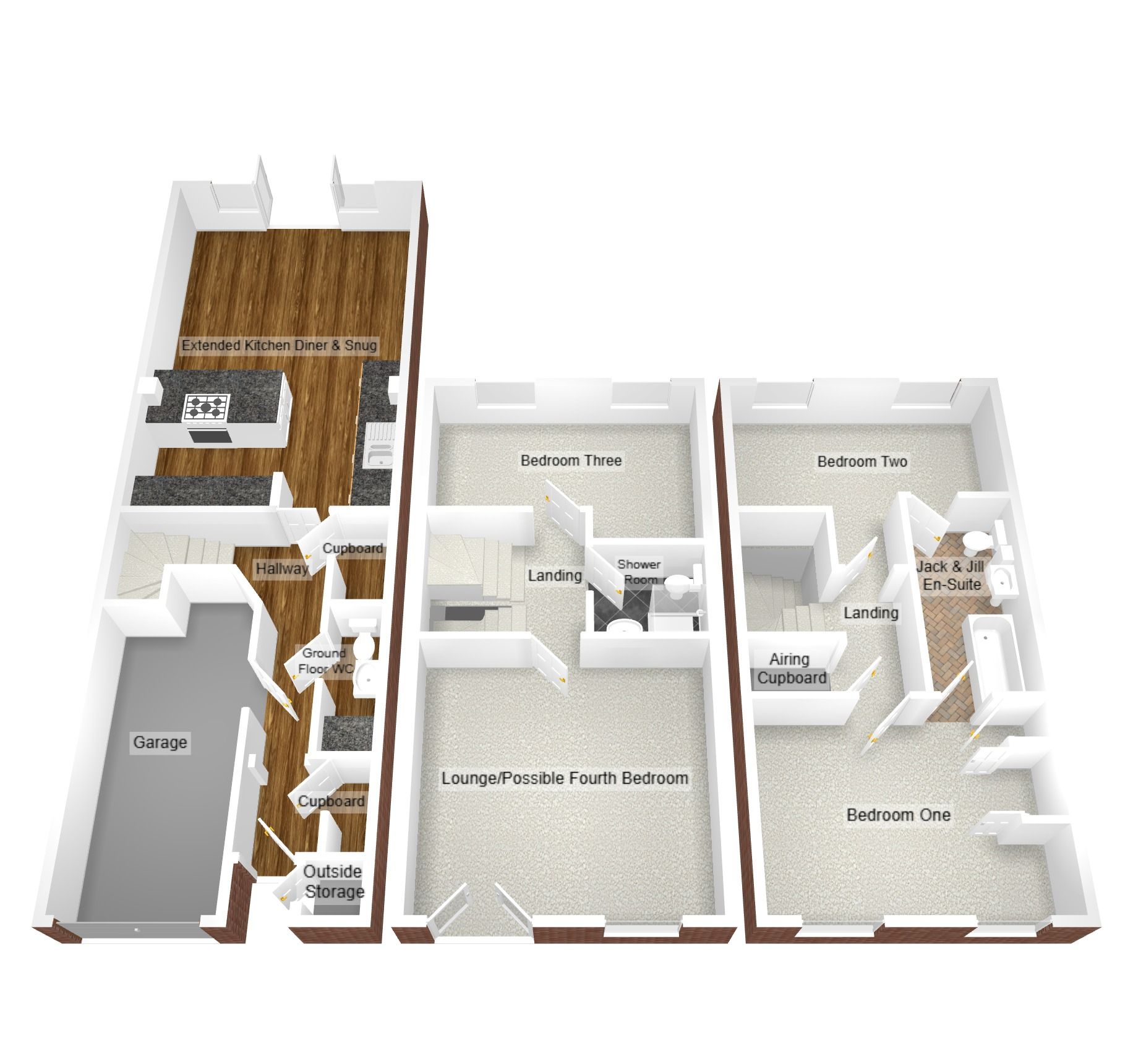 4 bedroom town house For Sale in Coventry - Floorplan 2.