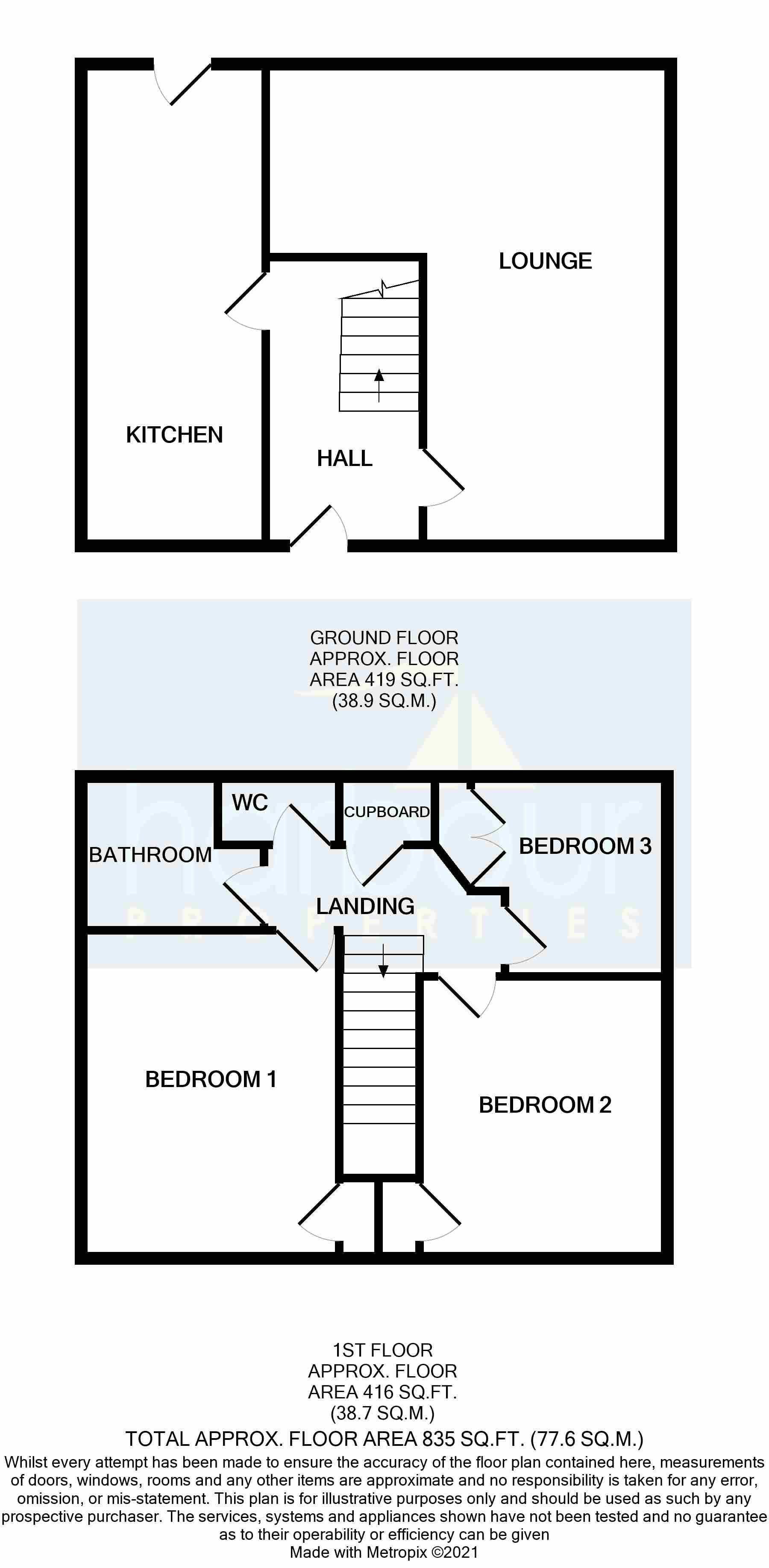 3 bedroom mid terraced house Sold STC in Preston - Floorplan 1