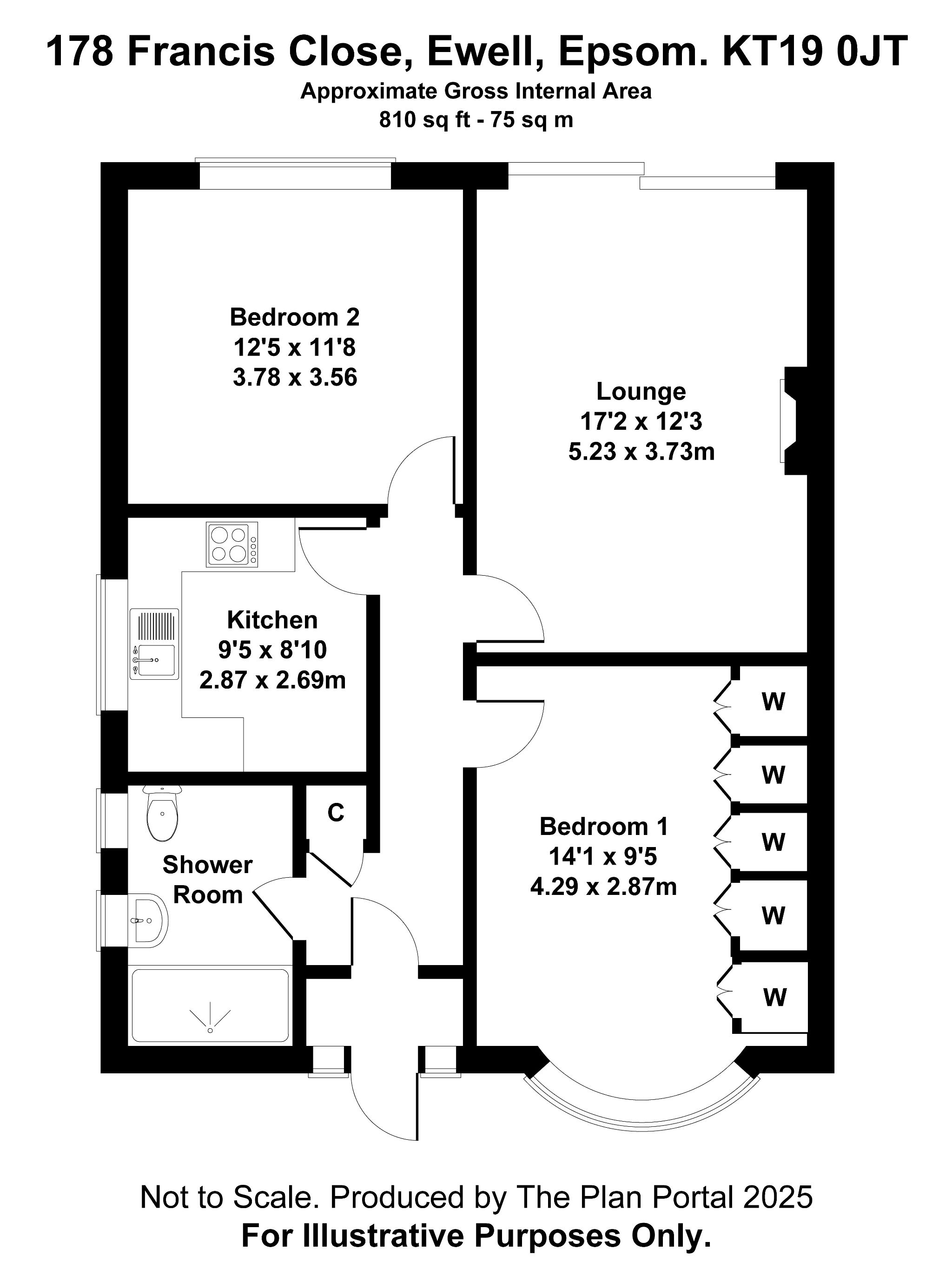 2 bedroom semi-detached bungalow To Let in Epsom - Floorplan