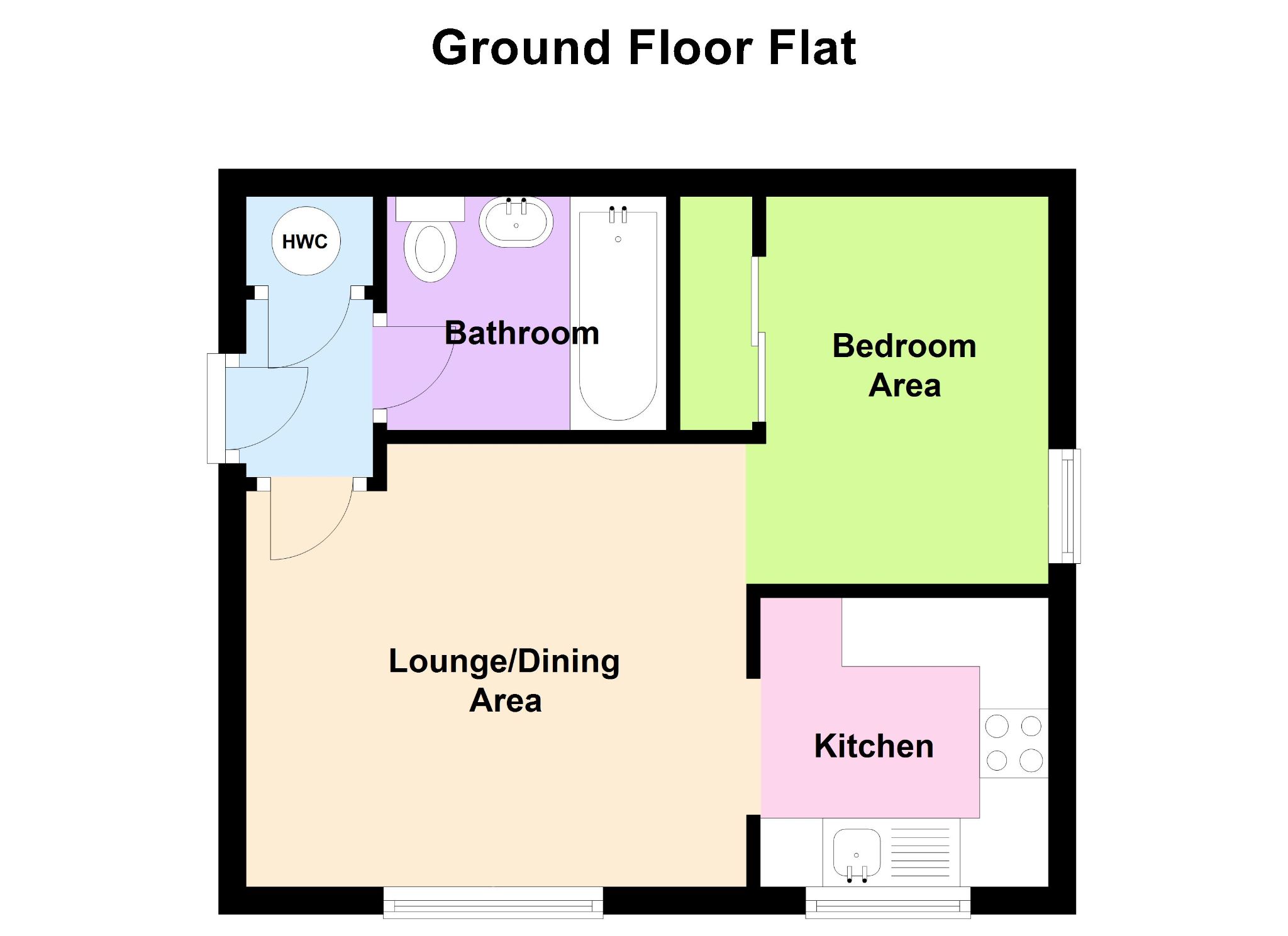 1 bedroom ground floor flat/apartment Let Agreed in Worcester Park - Floorplan