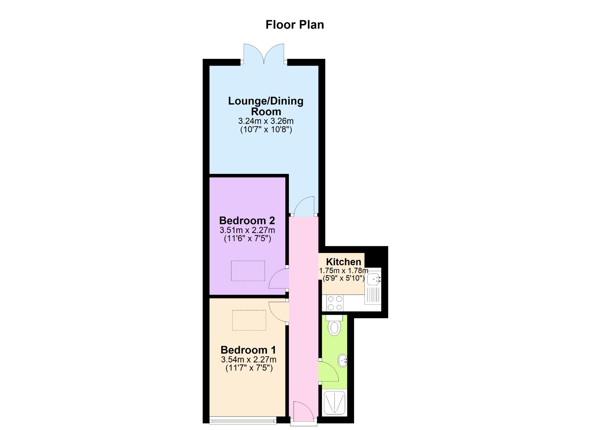 2 bedroom ground floor flat/apartment Under Offer in New Malden - Floorplan