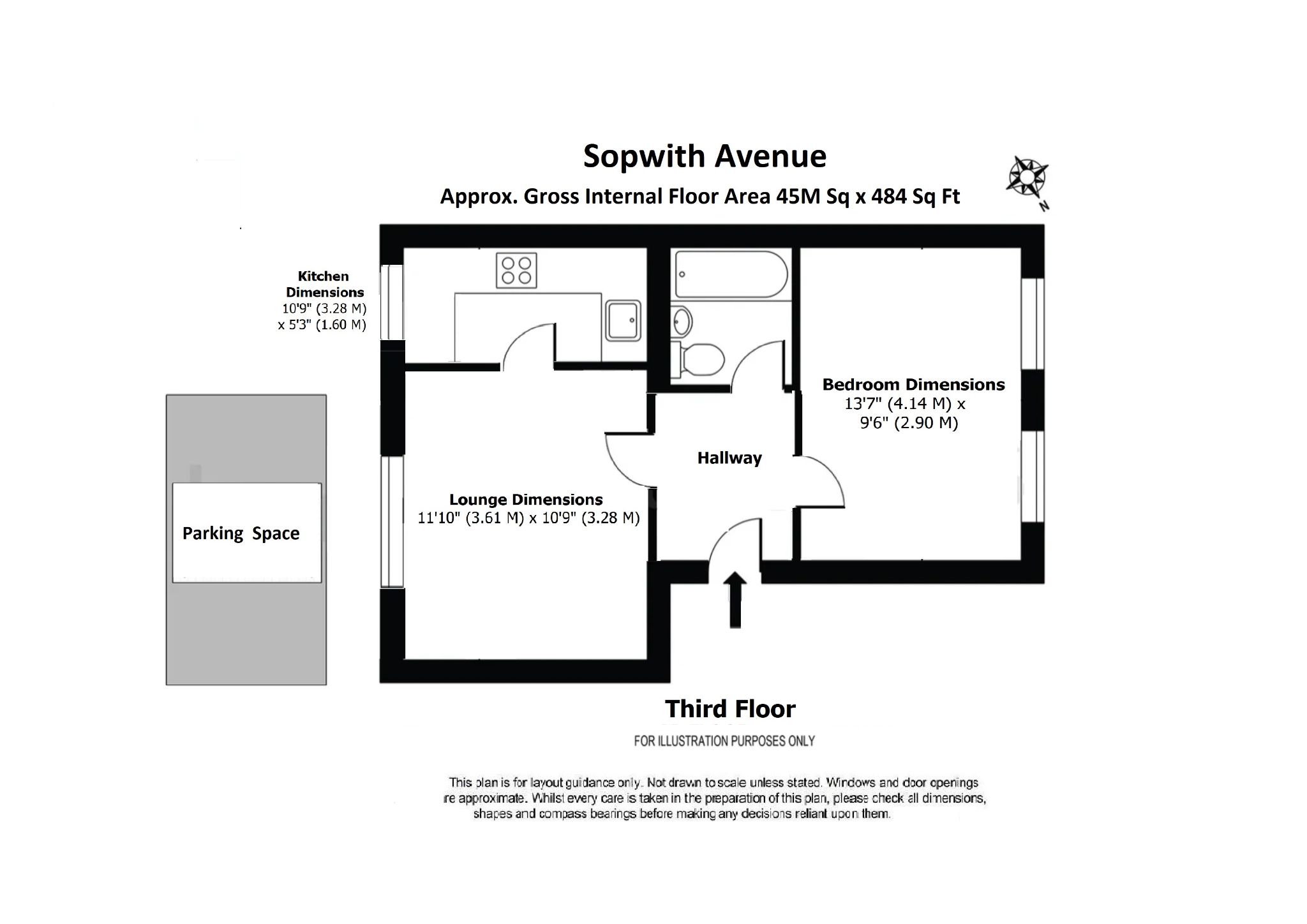 1 bedroom flat flat/apartment For Sale in Chessington - Floorplan
