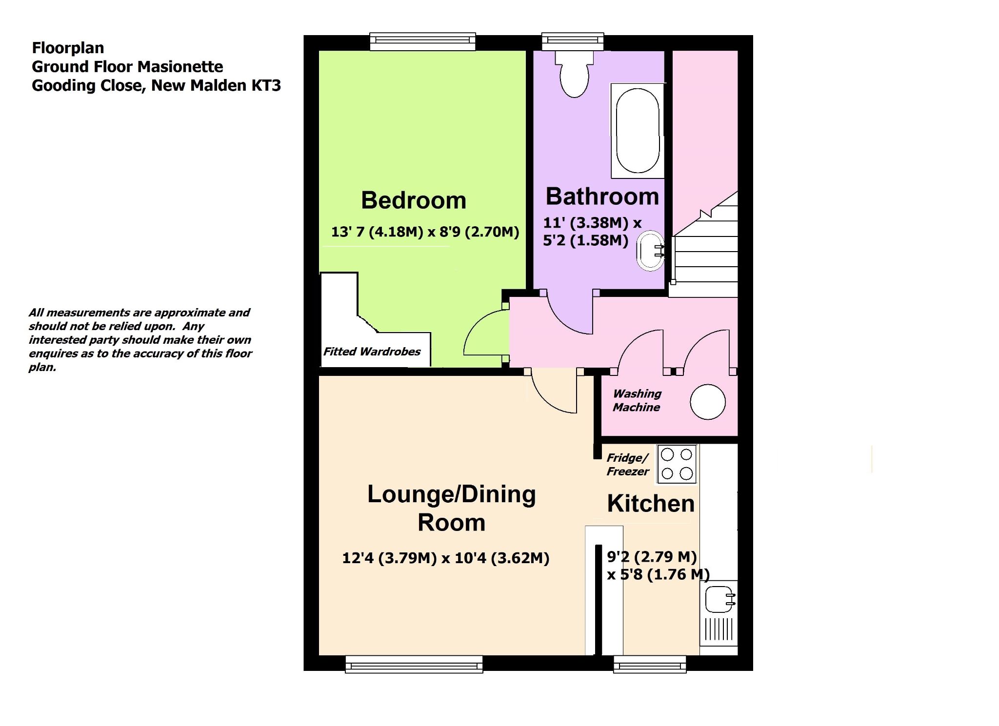 1 bedroom ground floor maisonette flat/apartment For Sale in New Malden - Floorplan