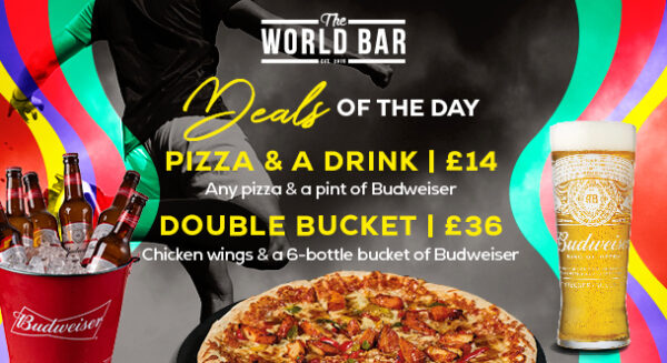 Football food and drink offers at The World Bar